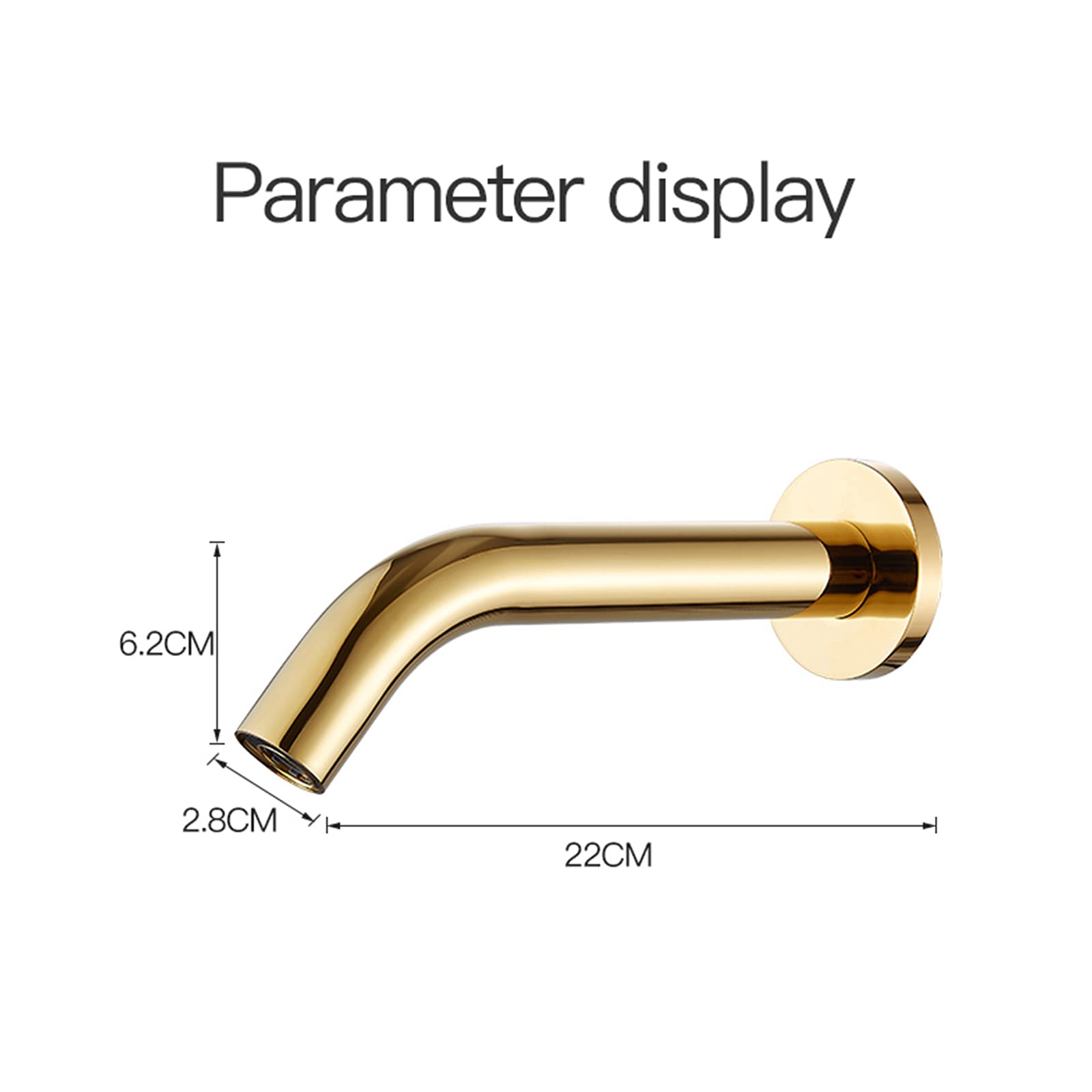 **Wall Mount Automatic Sensor Faucet - Touch-Free Bathroom Sink Tap with DC Power, Gold Finish for Modern Homes & Public Restrooms**