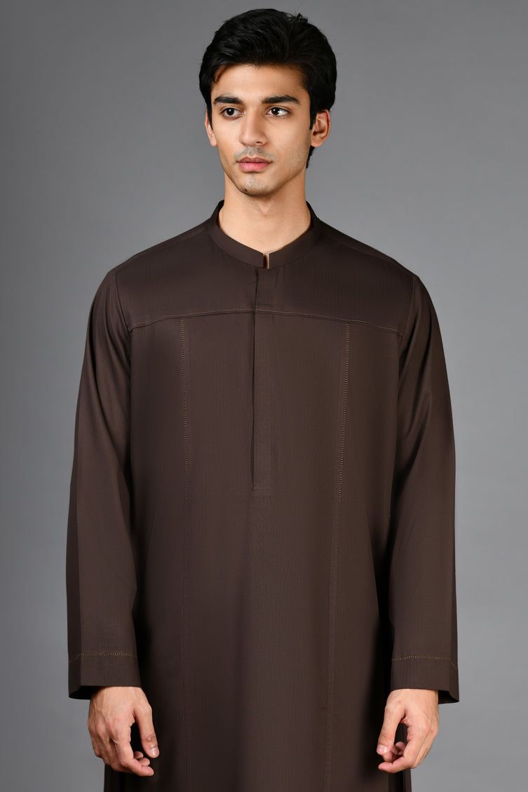 Premium Blended Brown Jubba by J. Junaid Jamshed - Modest Islamic Abaya for Women | Perfect for Prayer, Eid & Special Occasions
