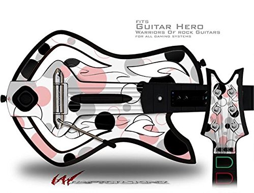 Pink on White Decal Skin for Warriors of Rock Guitar Hero Guitar - Dots Design Protective Sticker (Guitar Not Included) - Perfect for Customizing Your Gaming Controller and Protecting Guitar Surface