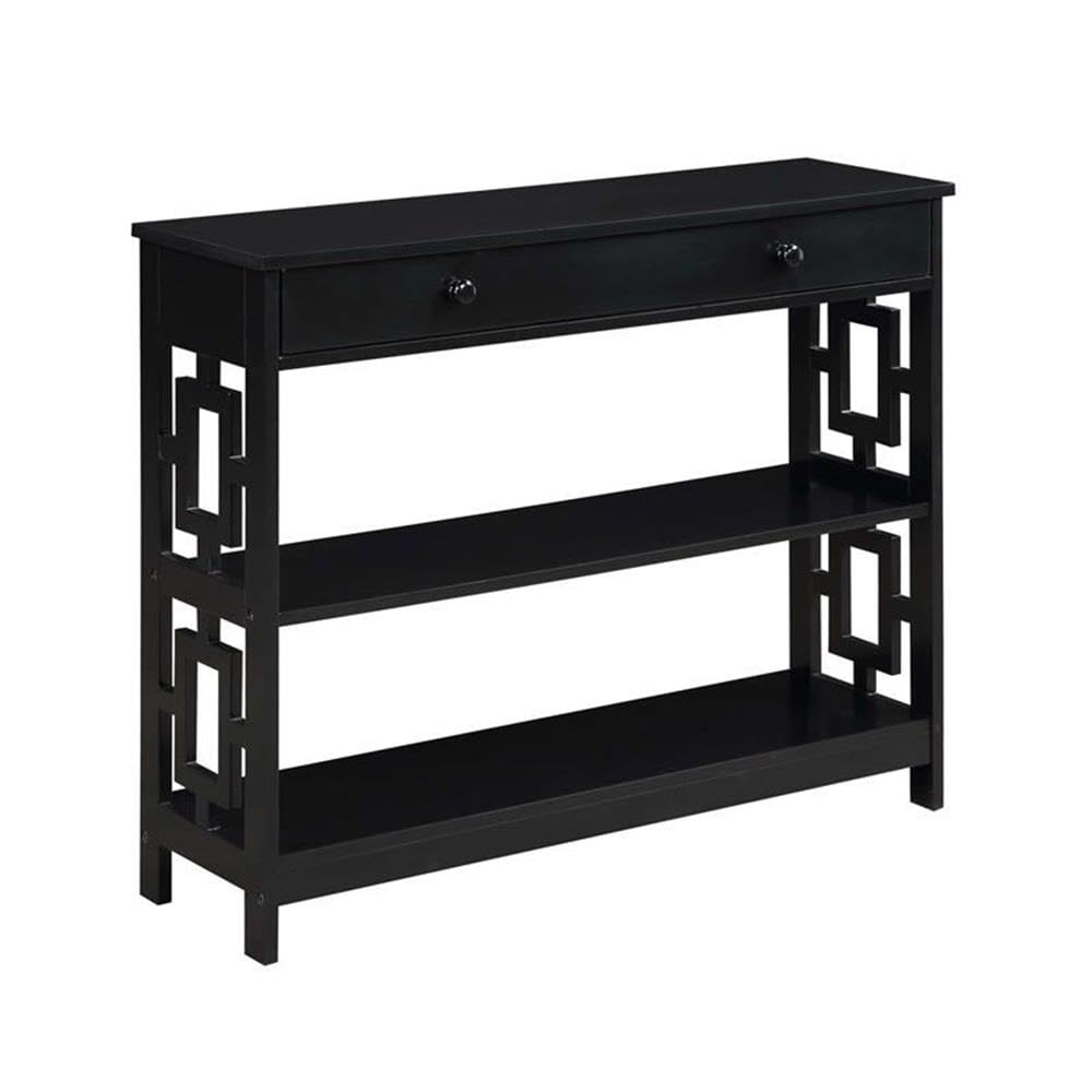 Pemberly Row Modern Black Wood Finish One-Drawer Console Table - Perfect for Entryway, Hallway & Living Room Decor