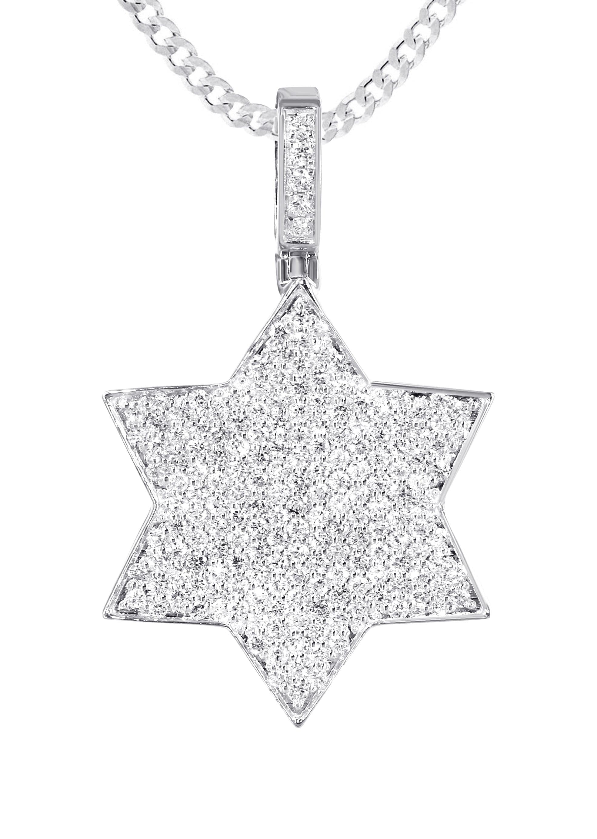 14K White Gold Diamond Star of David Necklace - 1.58 Carat Genuine Diamond Pendant | Elegant Jewish Jewelry Gift for Women, Perfect for Hanukkah, Bar Mitzvah & Special Occasions