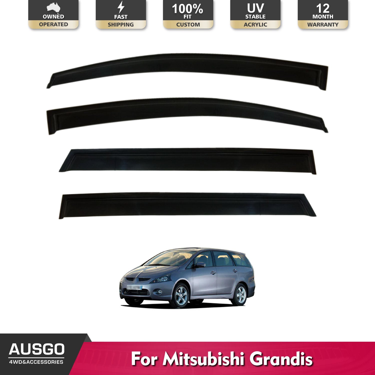 Weather Shields for Mitsubishi Grandis 2004-2010 | Car Window Rain Guards | Perfect for All-Weather Protection & Driving Comfort