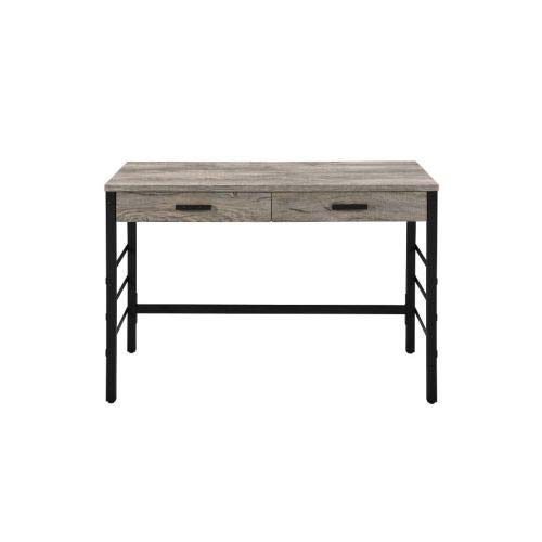 Modern Home Office Computer Desk with Built-in USB Ports - Light Weathered Oak & Black Writing Desk for Study, Office, Living Room or Bedroom - Perfect for Remote Work & Small Space Solutions