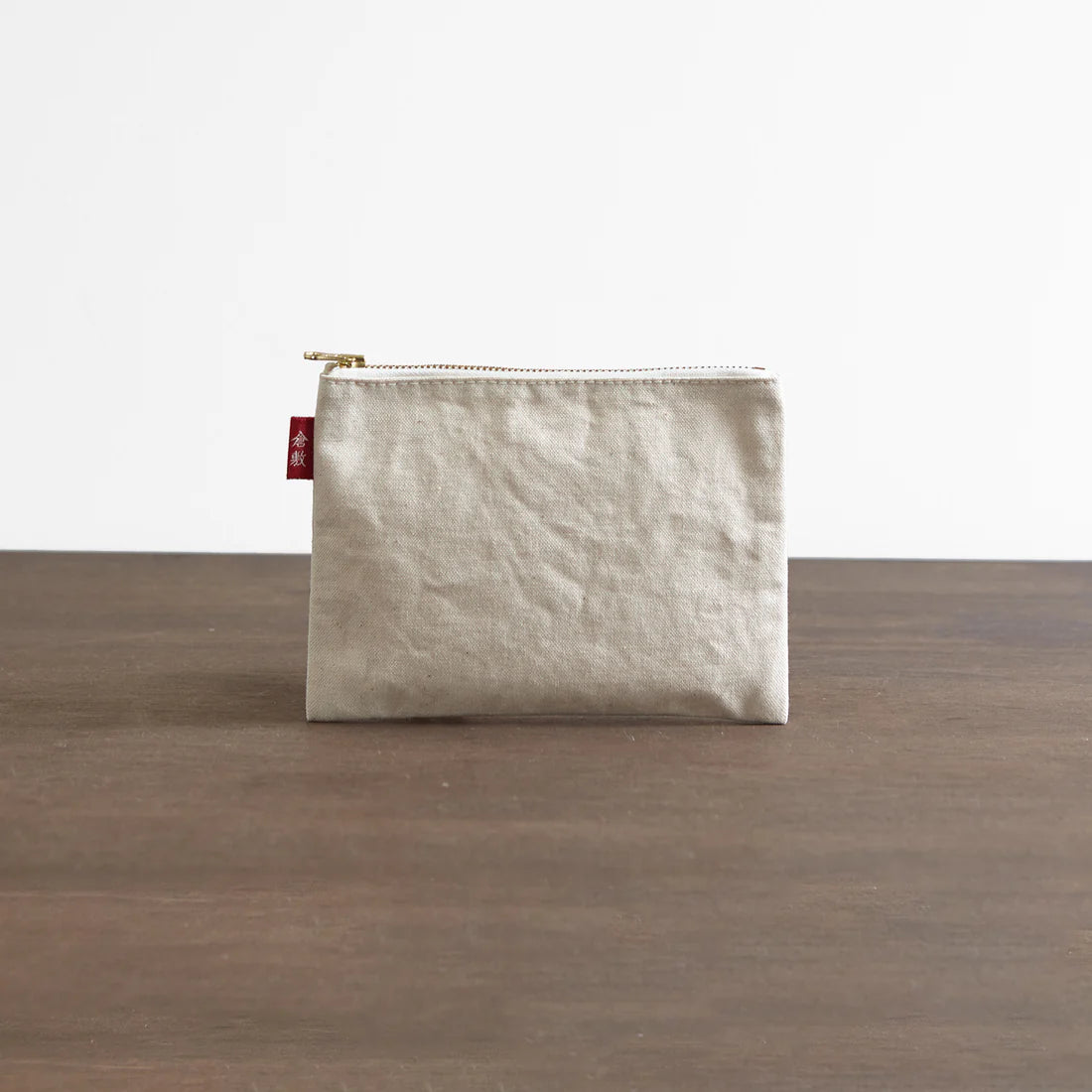 Kurashiki Hampu Canvas Flat Pouch - Small Size Ecru | Japanese Minimalist Wallet for Cash & Cards | Perfect for Travel, Everyday Use & Gift Giving
