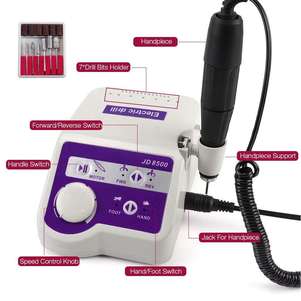 Professional 65W Electric Nail Drill Machine - 35000 RPM High Speed Manicure & Pedicure Tool with Polisher for Nail Art | Perfect for Salon, Home Use & Professional Nail Technicians