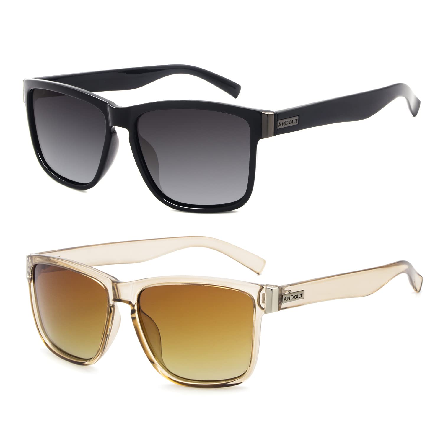 ANDOILT Polarized Sunglasses for Men & Women - Trendy Vintage Retro Square Frame UV Protection Sunglasses for Driving, Fishing & Outdoor Activities