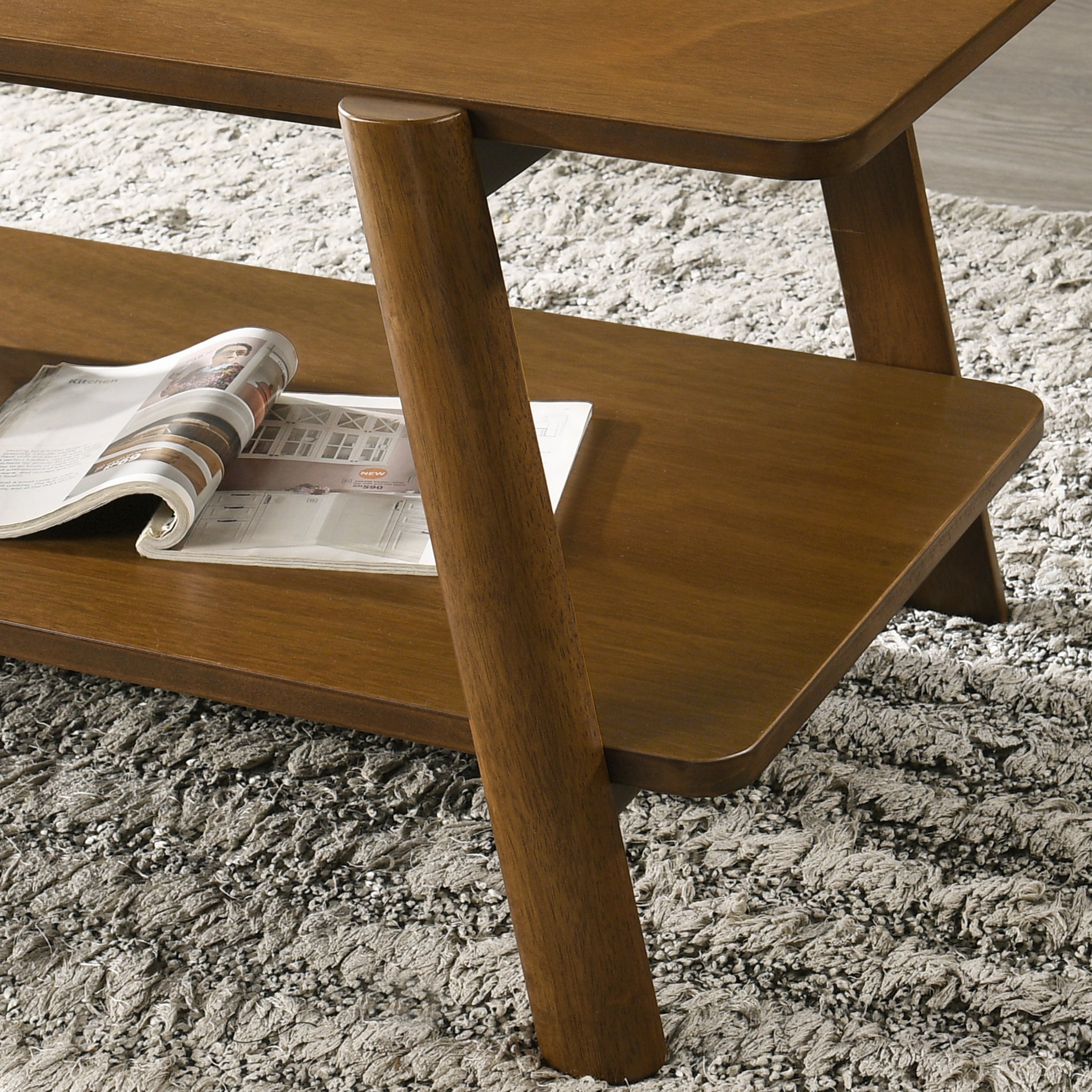 Mid Century Modern Wood Shelf End Table by Roundhill Furniture - Stylish Side Table for Living Room, Bedroom & Office Decor