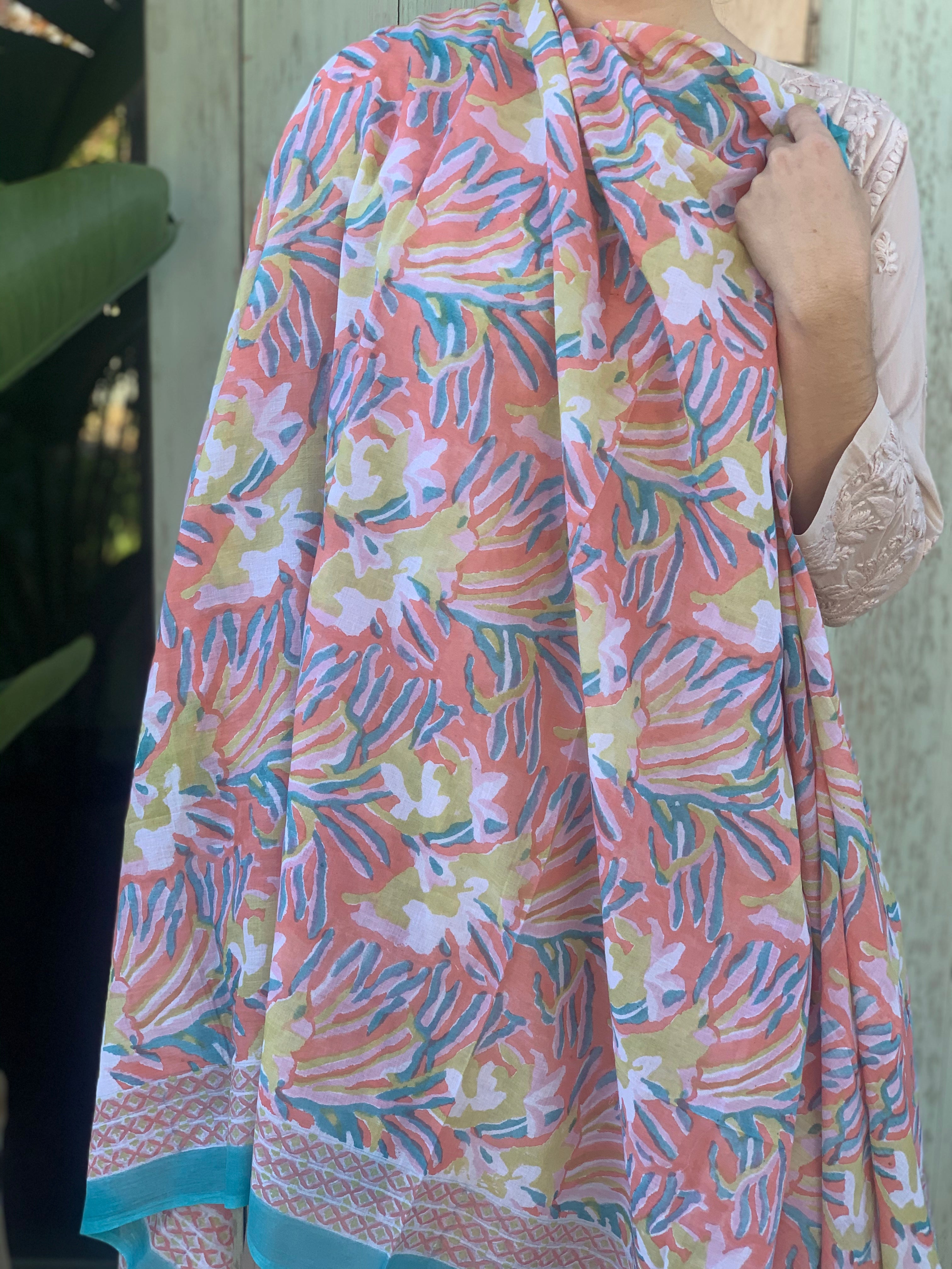 Stylish Cotton Sarong Pareo with Block Print - New Collection for Beach, Pool, and Summer Fashion