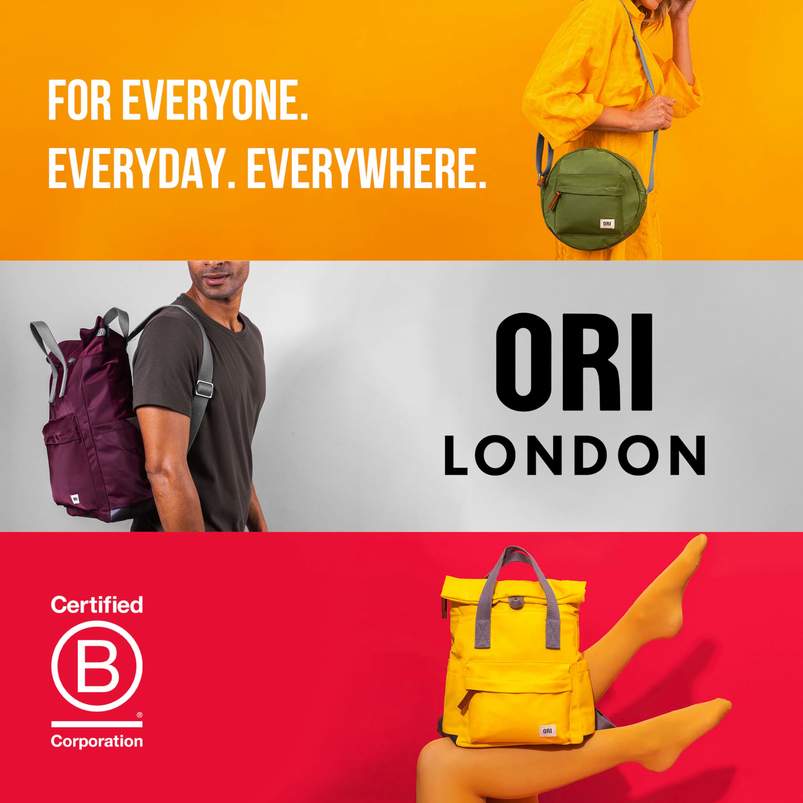 ORI LONDON Travel Backpack - Nylon Rolltop Backpack for Men & Women with Magnetic Closure - Perfect for Commuting & Travel