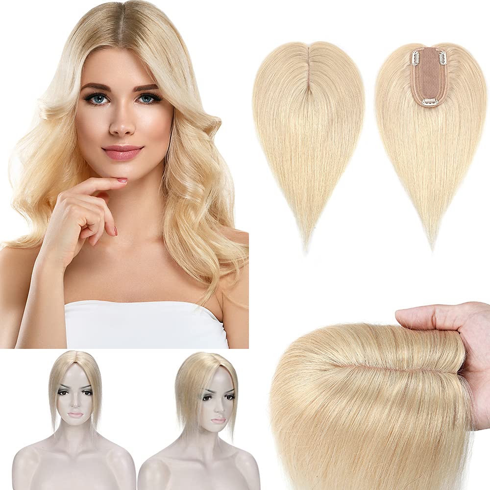 SEGO 100% Real Human Hair Toppers for Women - No Bangs Clip-in Hairpiece for Thinning Hair, 150% Density Silk Base with 3 Clips | Covers Hair Loss & Gray Hair | Perfect for Daily Wear, Special Occasions & Styling