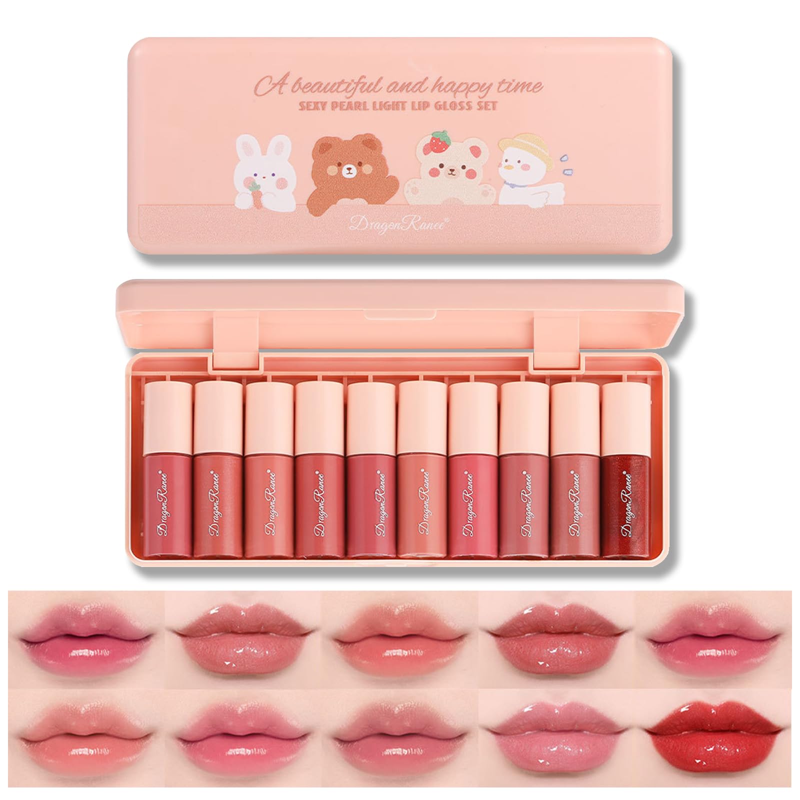 10 Colors Korean Velvet Watery Lip Tint Set - Mini Liquid Lipstick with High Pigment, Long-Lasting & Moisturizing Formula | Non-Stick Cup, Multi-Use Lip & Cheek Stain | Perfect for Everyday Wear, Date Night & Makeup Looks