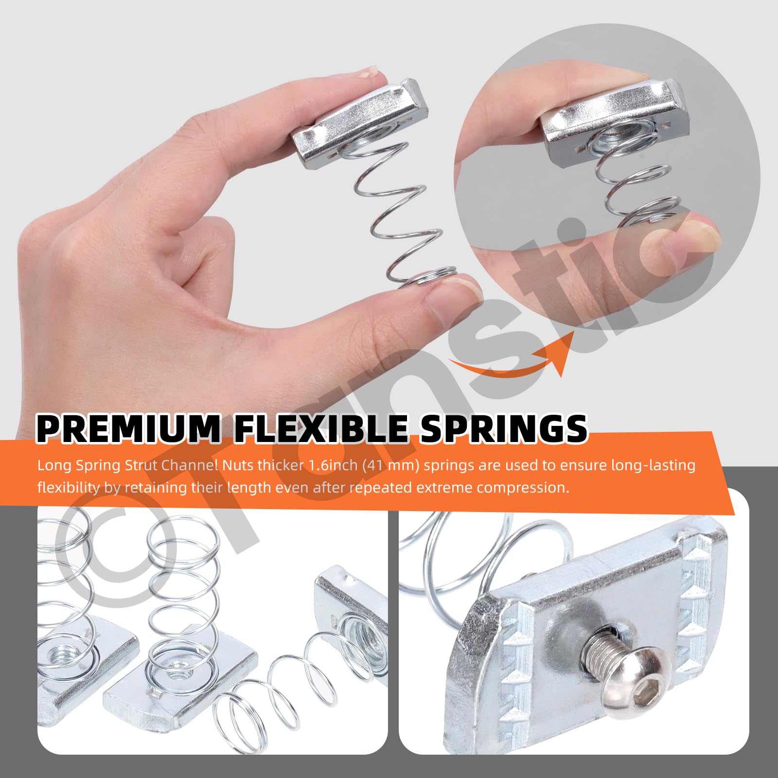 Tanstic 10Pcs 3/8”-8 Strut Channel Nuts - Heavy Duty Spring Nuts for Metal Framing, Electrical Conduit & HVAC Installations - Perfect for Construction, Industrial and DIY Projects