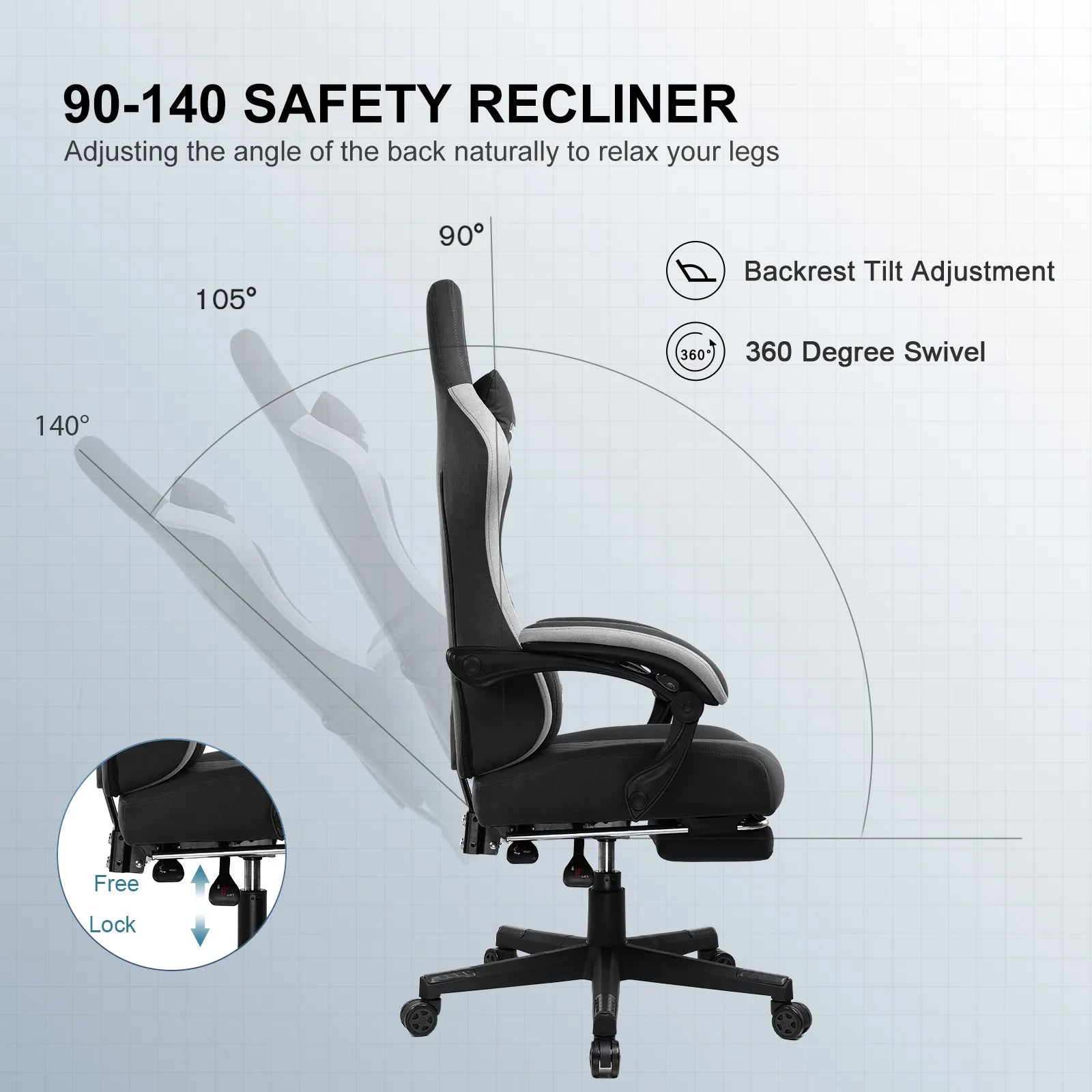 Ergonomic Adjustable Footrest LR002 - Comfortable Under Desk Foot Rest for Home & Office - Improve Posture & Reduce Fatigue While Working or Gaming