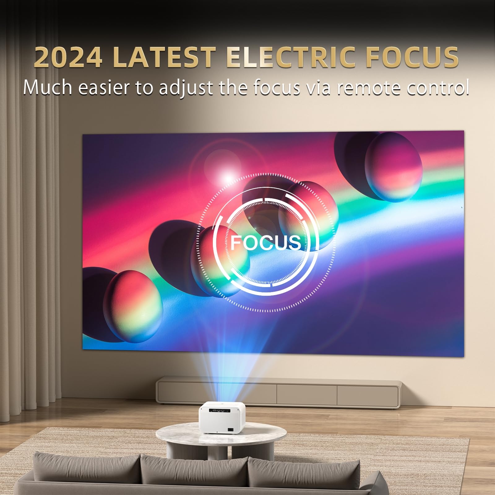 4K Mini Projector 20000lm with WiFi & Bluetooth - Native 1080P FHD Portable Outdoor Movie Projector up to 300