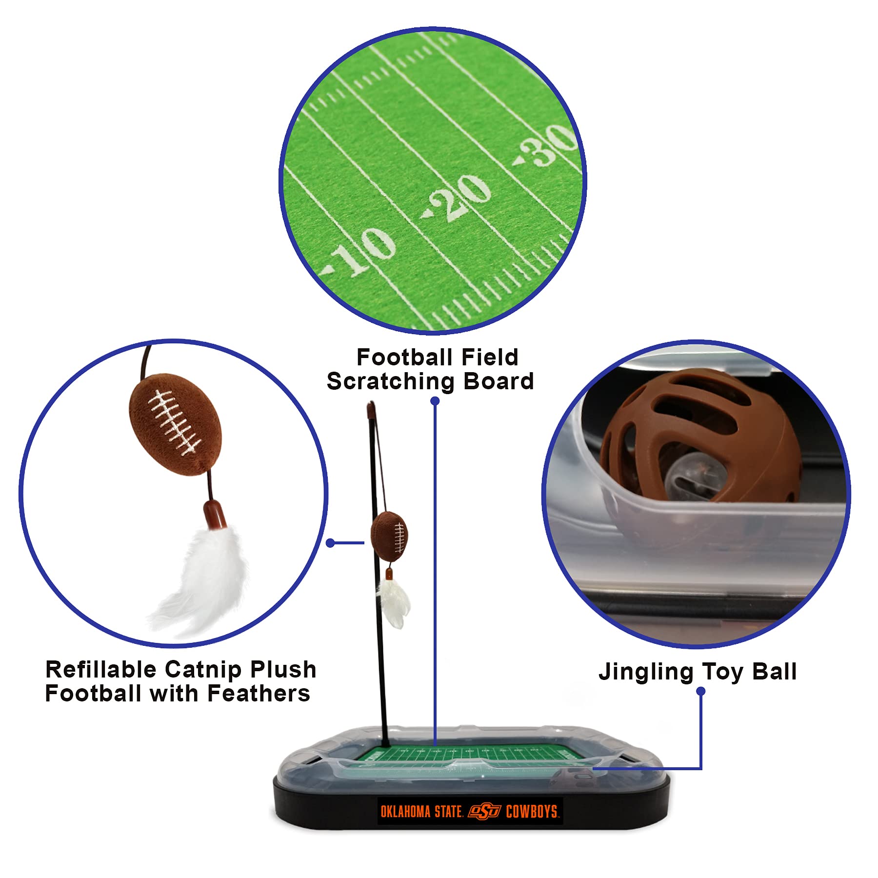 Premium 5-in-1 Interactive Cat Toy Set - Cat Scratcher with Ball Bell Track, Wand with Catnip Football & Feathers - Fun Playtime for Indoor Cats & Kittens - Perfect for Exercise, Hunting Instincts & Bonding