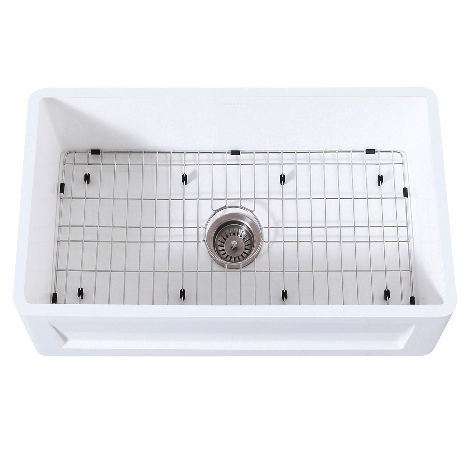 33 Inch White Farmhouse Kitchen Sink - Matte Solid Surface Apron Front Single Bowl with Strainer & Grid | Perfect for Rustic & Modern Kitchens, DIY Home Renovation & Country Style Decor