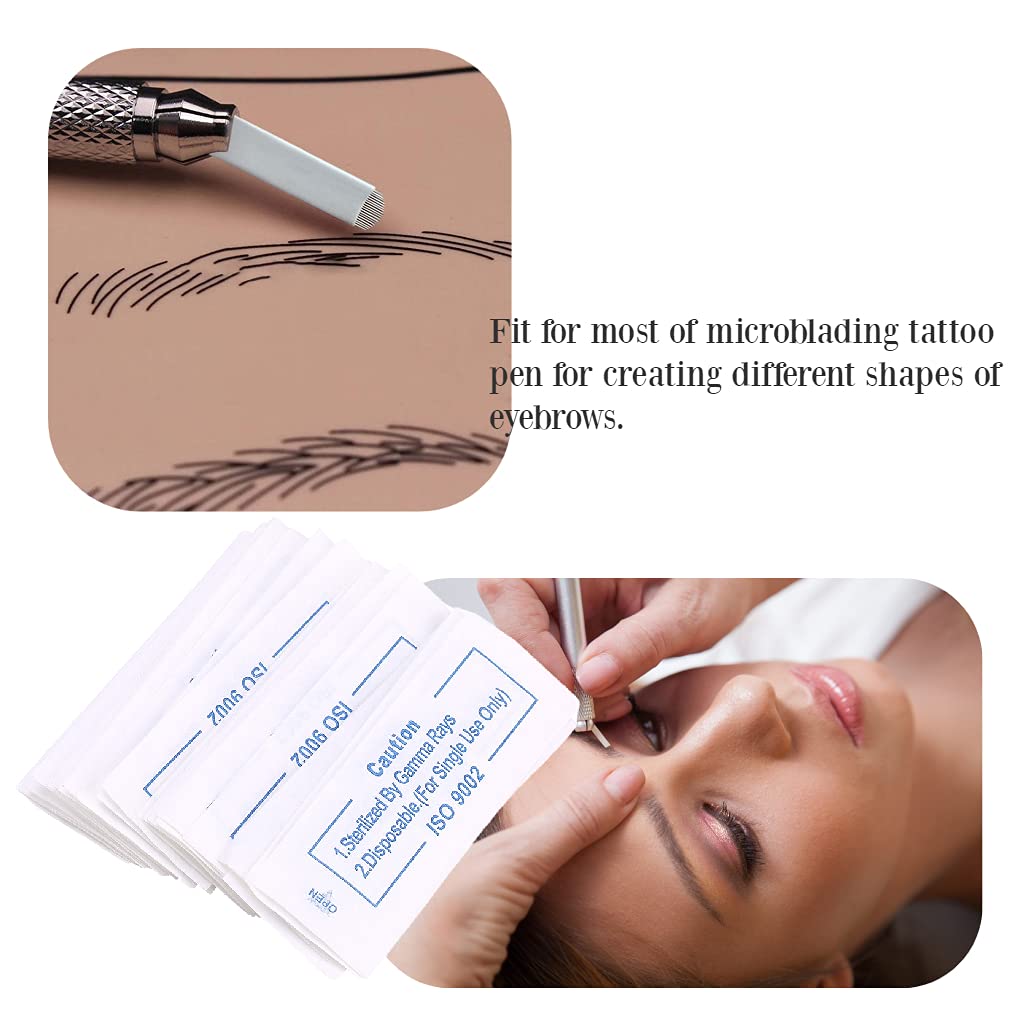 50 Pack Curved 18-Pin Microblading Blades for Semi-Permanent Eyebrow Tattoo - Professional Brow Shaping & Hair Stroke Technique for Natural-Looking Results (Perfect for Salon, Spa & Home Use)