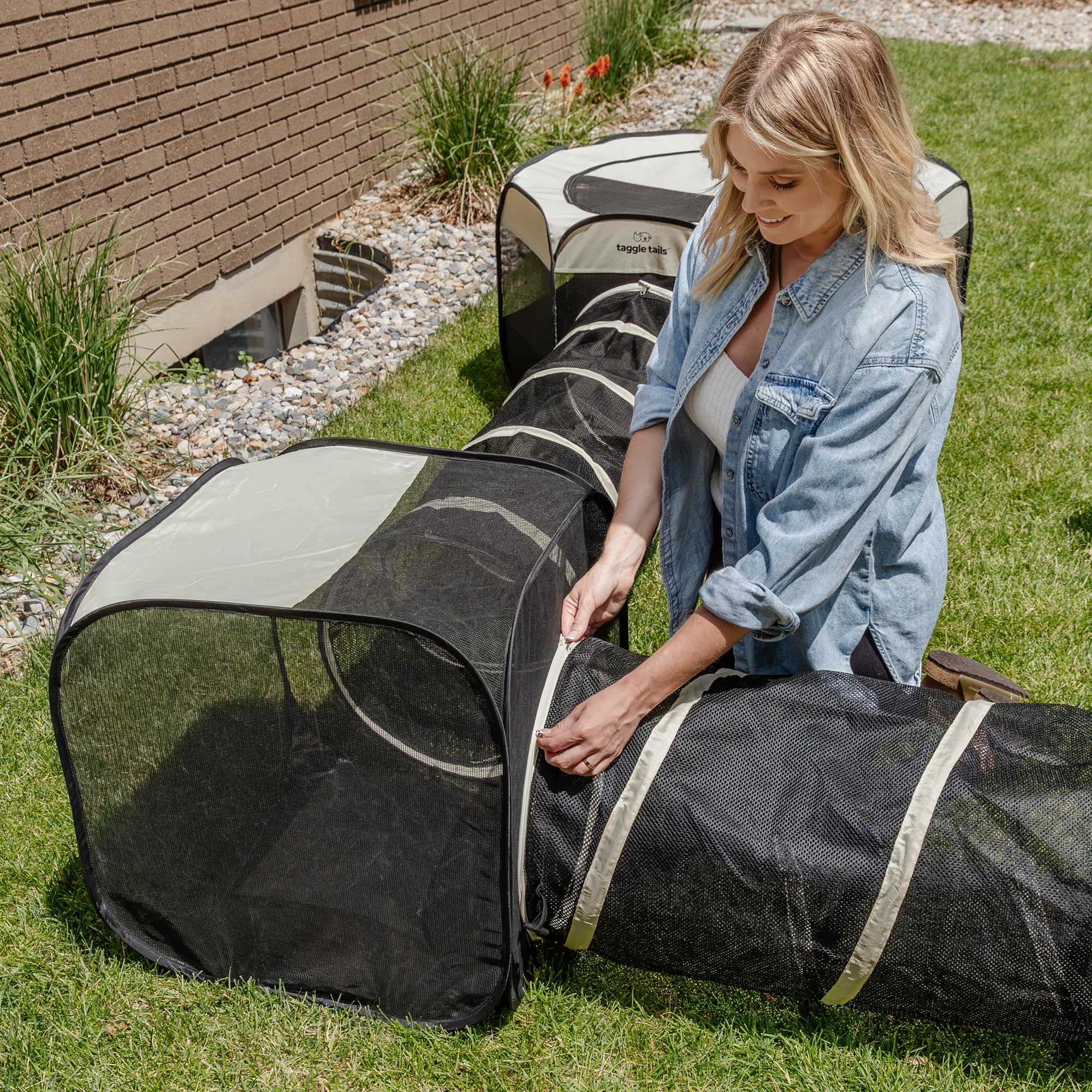 **Large Indoor-Outdoor Cat Playpen Enclosure – Durable Cat Tents & Tunnels for Cats, Dogs, Kittens, Puppies, Ferrets & Small Pets – Portable Catio, Condo & Play Area – Perfect for Home, Backyard & Travel**