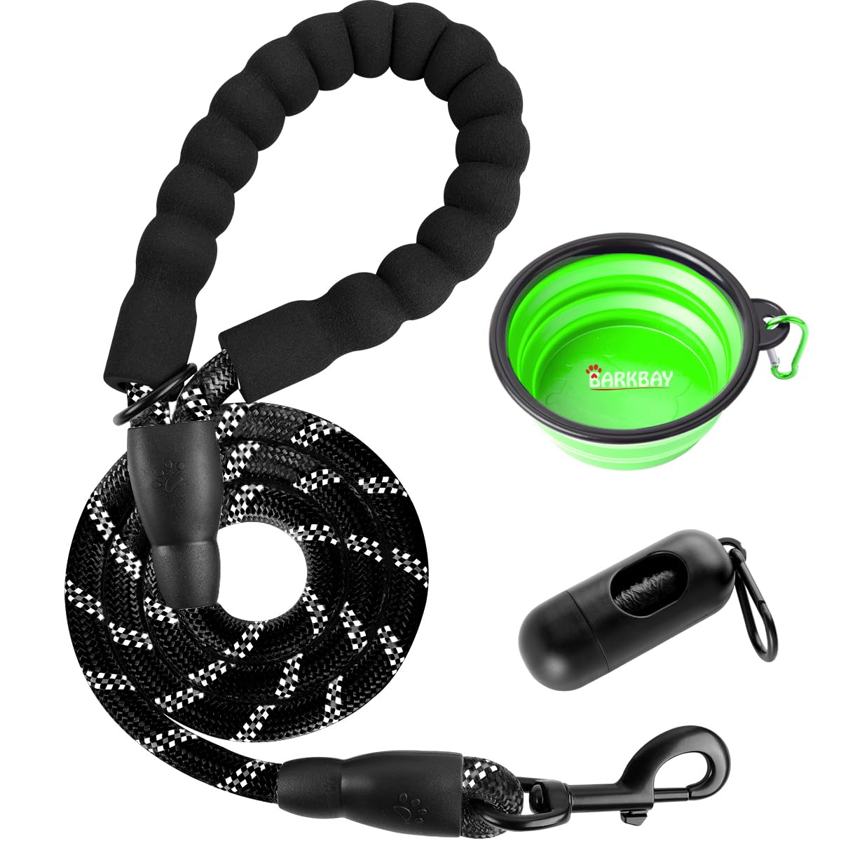**BARKBAY Heavy Duty Dog Leash for Large Dogs – 4FT, 5FT, 6FT with Comfortable Padded Handle & Reflective Threads – Durable Walking, Training, Running Leash for Medium & Large Breeds (Black) – Perfect for Night Walks, Jogging & Outdoor Adventures**