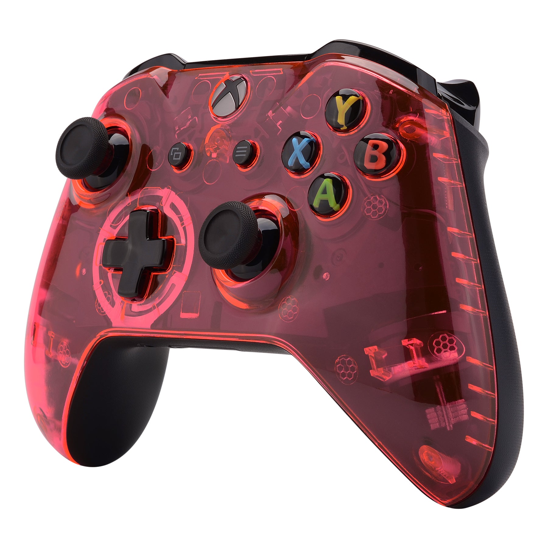 eXtremeRate Clear Pink Faceplate Cover & Front Housing Shell Replacement Kit for Xbox One S/X Controller (Model 1708) - Gaming Accessory for Customization & Protection - Perfect for Xbox Enthusiasts & Competitive Players