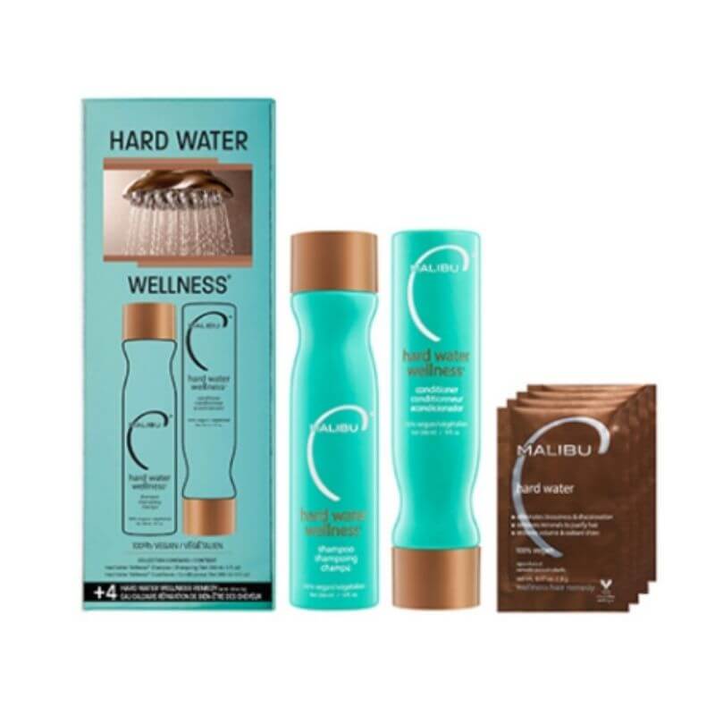 Malibu C Hard Water Wellness Collection Kit - Sulfate-Free Shampoo & Conditioner Set for Dry, Damaged Hair - Removes Mineral Buildup from Hard Water - Perfect for Swimmers & Color-Treated Hair