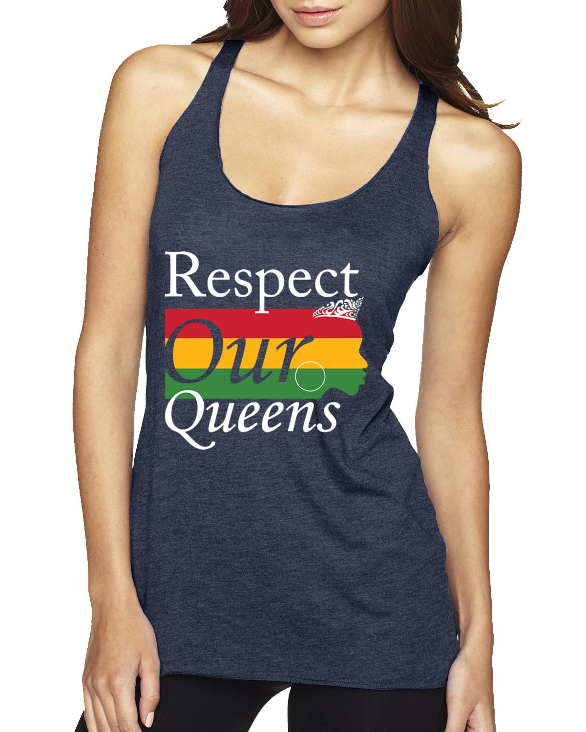Respect Our Queens Black Pride Tri-Blend Racerback Tank Top - Women's Comfortable Athletic Shirt for Workout, Gym & Casual Wear
