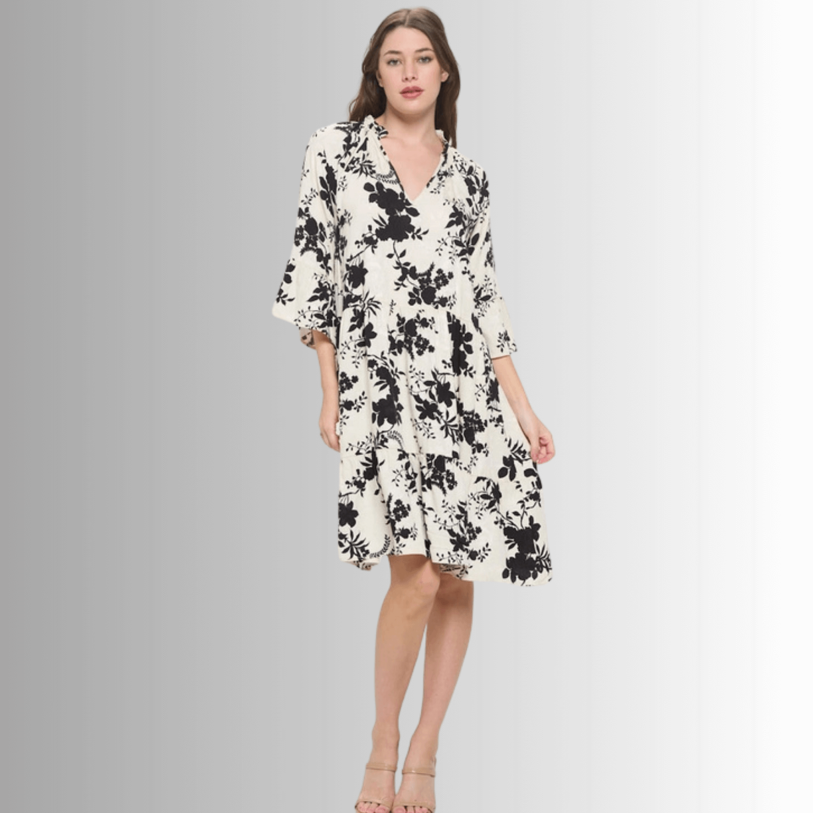 Becca Floral Tiered Dress - Women's Summer Maxi Dress with Ruffles - Made in USA - Perfect for Beach, Vacation & Casual Outings