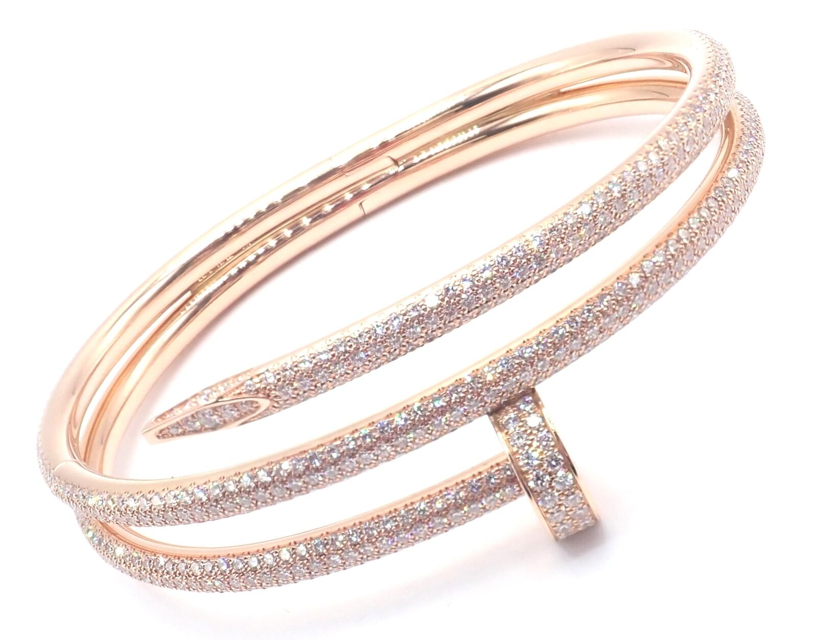 Cartier Juste un Clou 18K Rose Gold Diamond Bangle Bracelet - Size 16 - Luxury Nail Design Jewelry for Women - Perfect for Weddings, Anniversaries & Special Occasions