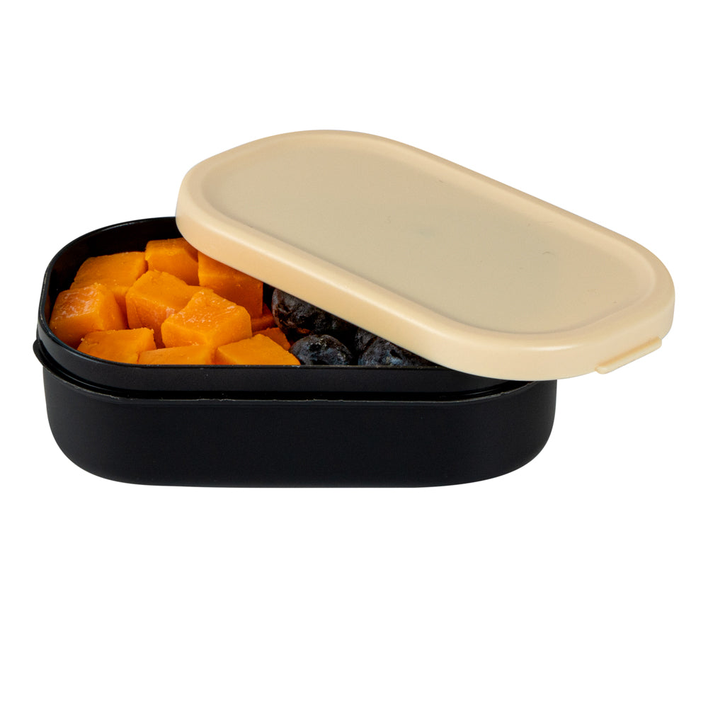 Bento Tek 3 oz Black Buddha Box Snack & Sauce Containers with Beige Lid - 4 Pack (3.75