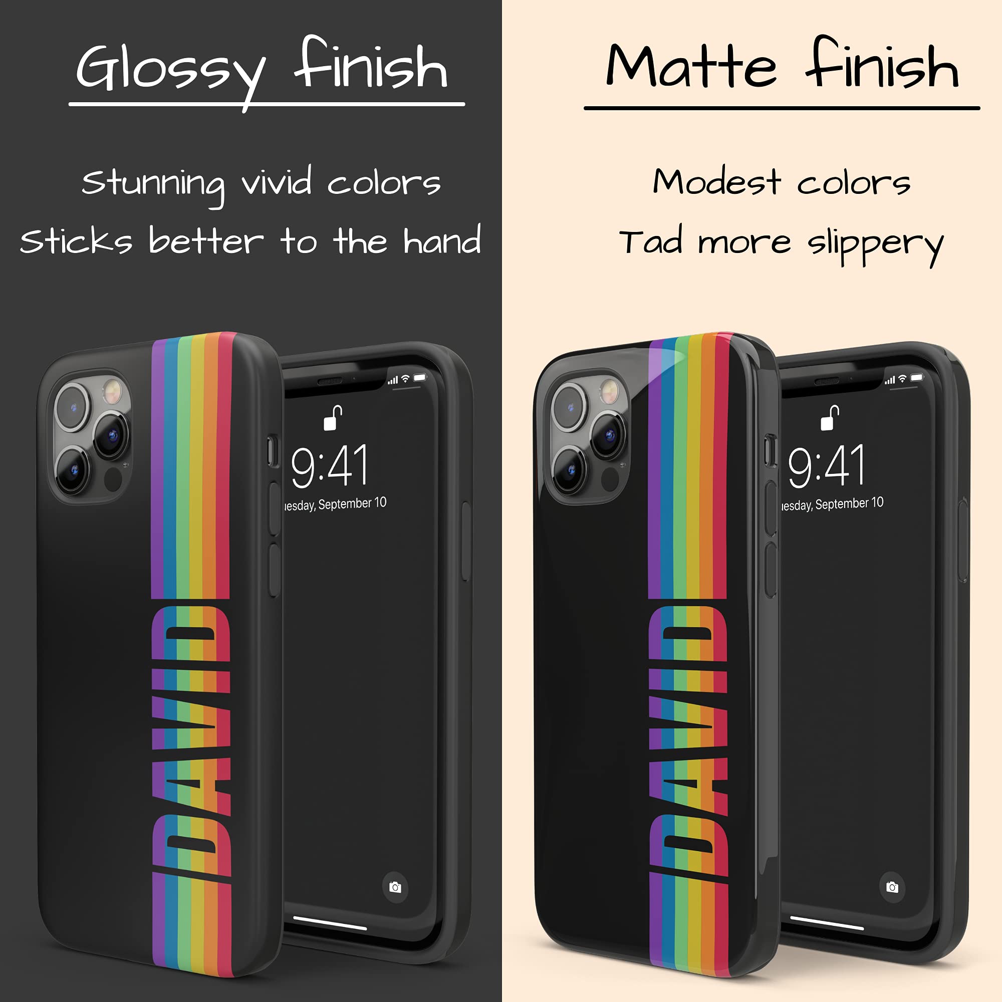 Custom LGBTQ Pride Rainbow Phone Case with Personalized Name - Compatible with iPhone 16 Plus, 15 Pro Max, 14, 13 Mini, 12, 11, X/XS Max, XR, 7/8 - Perfect for Pride Events, Daily Use & Gift Giving
