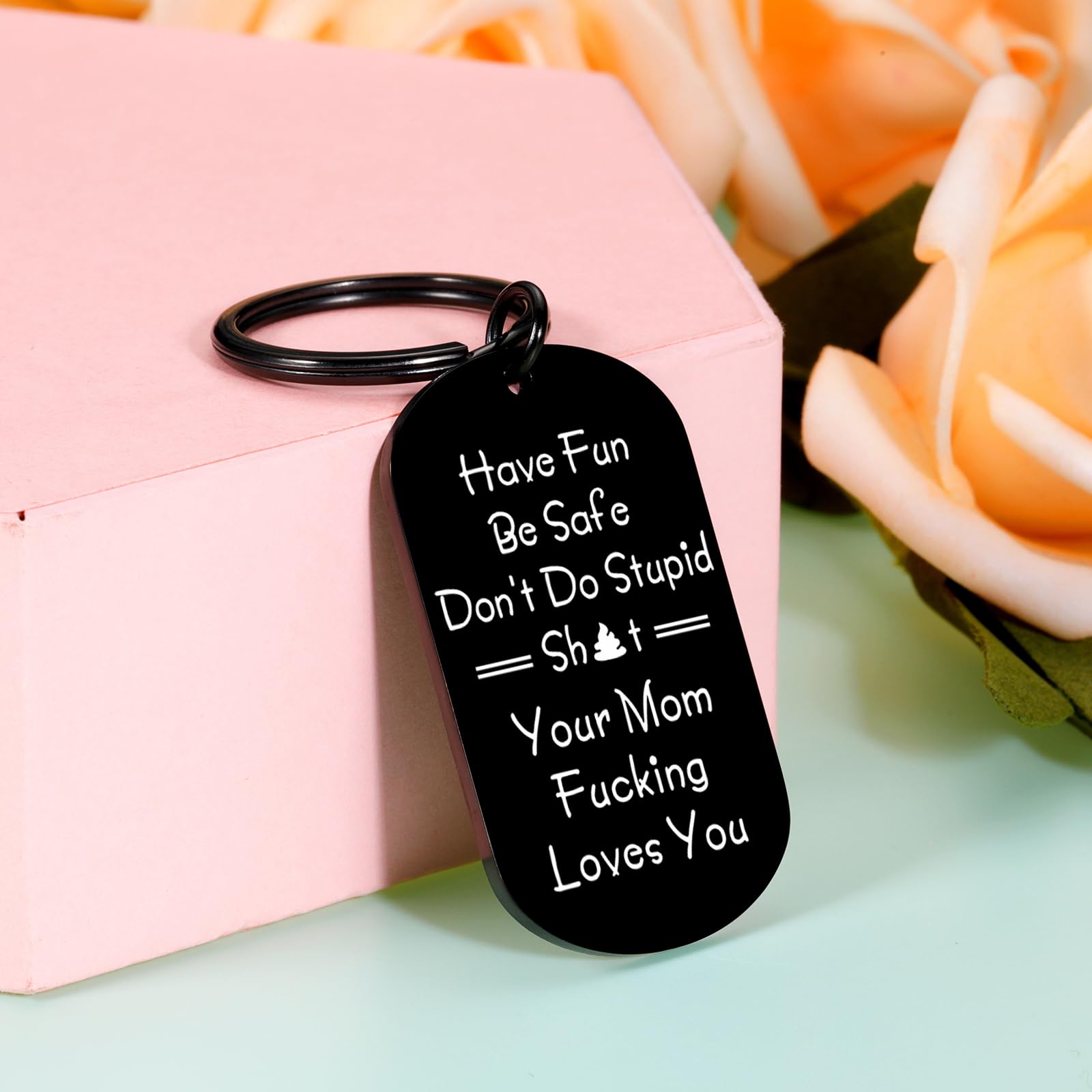 Don't Do Stupid Sh*t Keychain - Funny Valentine's Day Gift for Sons, Cool Gifts for Teen Boys & Young Men in Their 20s, Unique Present for Adult Sons Who Have Everything - Perfect for Valentine's, Birthdays, Graduation & Everyday Carry