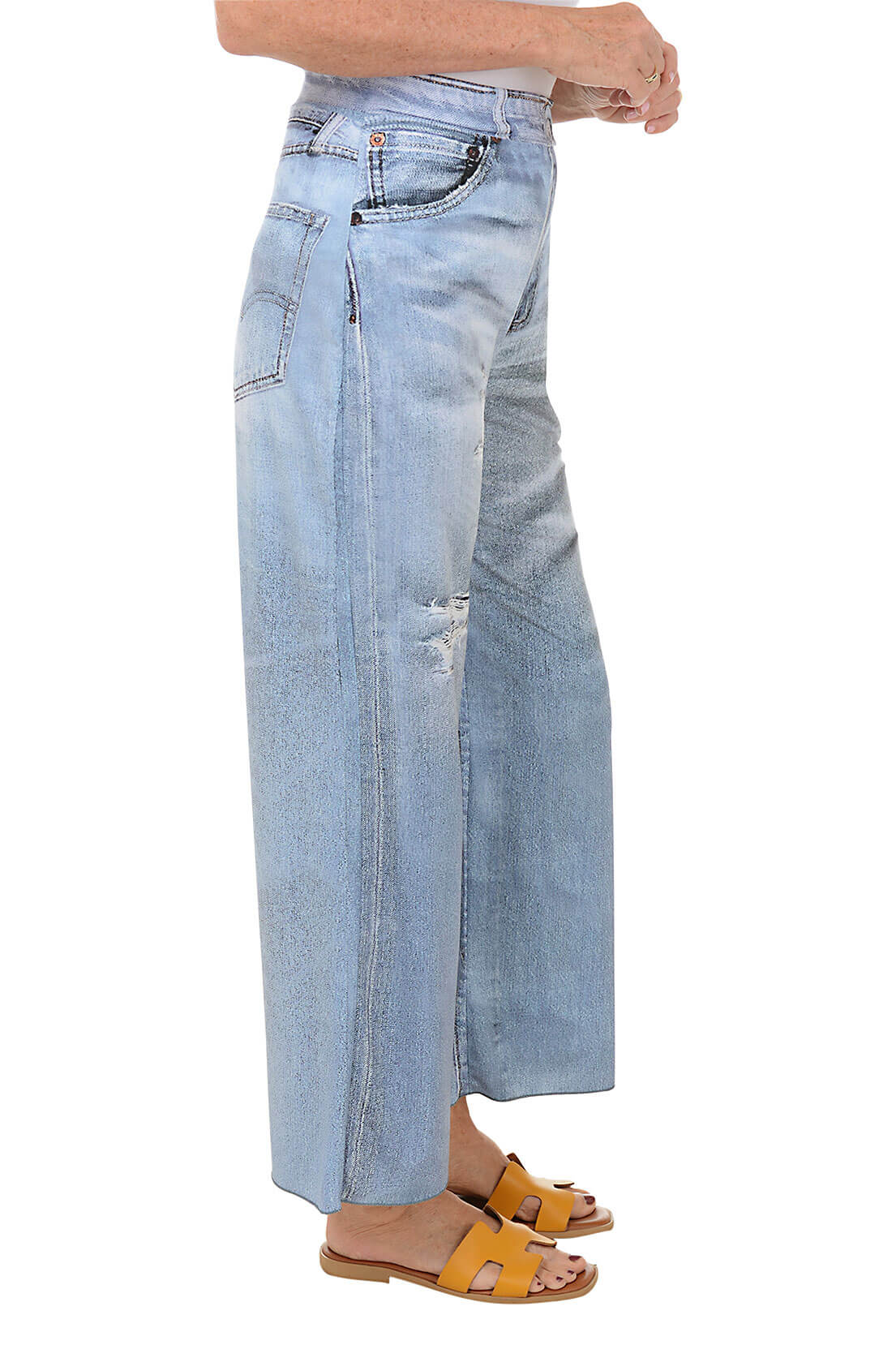 Stylish Light Denim Printed Palazzo Pants for Women - Comfortable Wide Leg Lounge Pants - Perfect for Casual Wear, Yoga, and Summer Outfits