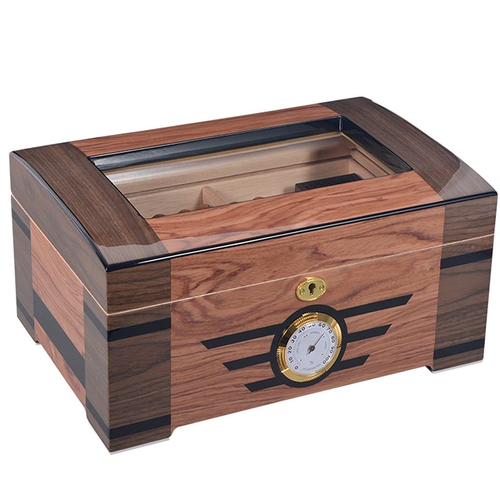 Premium Cigar Humidor Box with Hygrometer & Humidifier - Handcrafted Wooden Cigar Storage Case for 100 Cigars - Ideal Gift for Men & Cigar Enthusiasts - Perfect for Home, Office, or Man Cave Decor