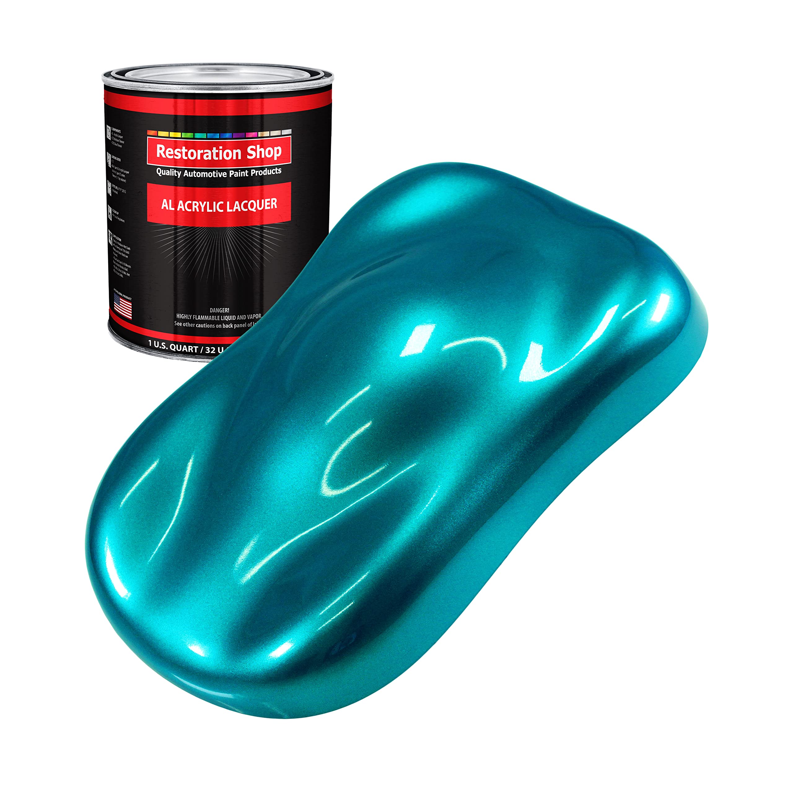Restoration Shop - Teal Green Metallic Acrylic Lacquer Auto Paint (1 Quart) - Professional Gloss Finish for Cars, Trucks, Guitars & Furniture - Perfect for Automotive Restoration & DIY Refinishing Projects