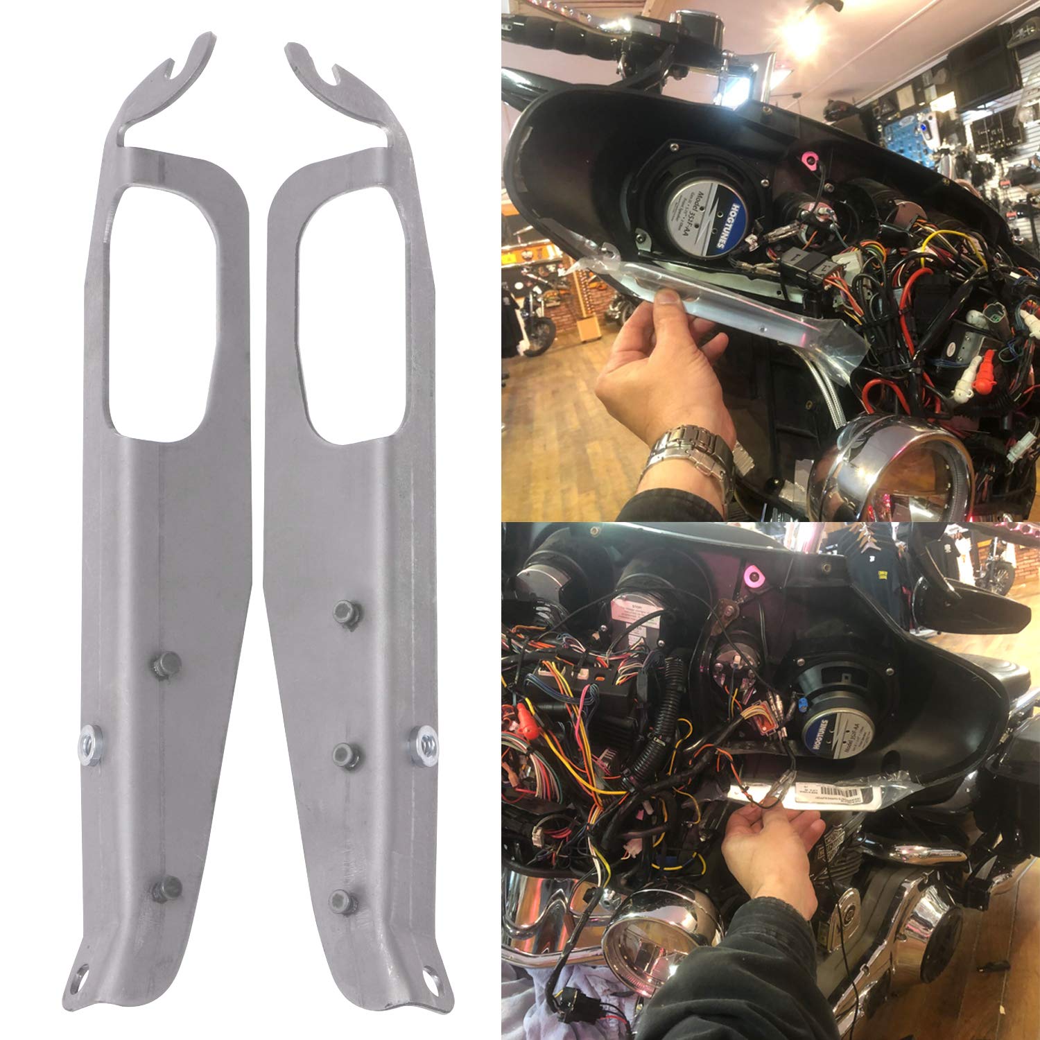 Harley Davidson FLHX FLHT Touring Inner Arm Batwing Fairing Support Brackets Kit (1993-2013) - Compatible with Dresser Models - Enhanced Stability for Long Rides & Highway Cruising