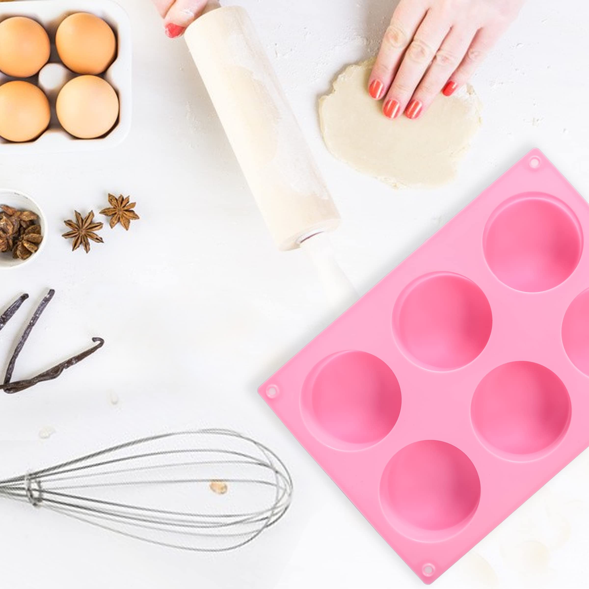 TDHDIKE 4-Piece Silicone Round Cylinder Candy & Chocolate Molds Set - Reusable Baking Molds for Chocolate Covered Treats, Cupcakes, Candies, Puddings & Mini Soap Making (Blue/Pink) - Perfect for Home Baking, Party Desserts & DIY Crafts