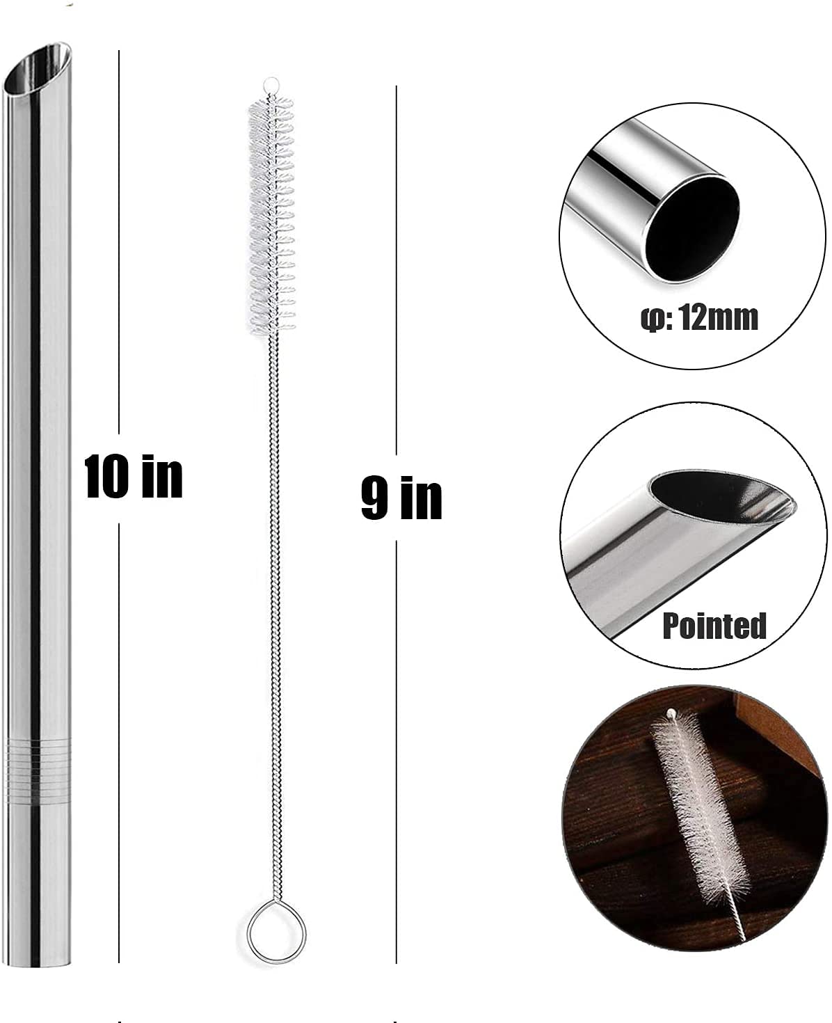 ALINK Reusable Metal Boba Straws - 2 Pack with Brushes & Case for Bubble Tea & Smoothies
