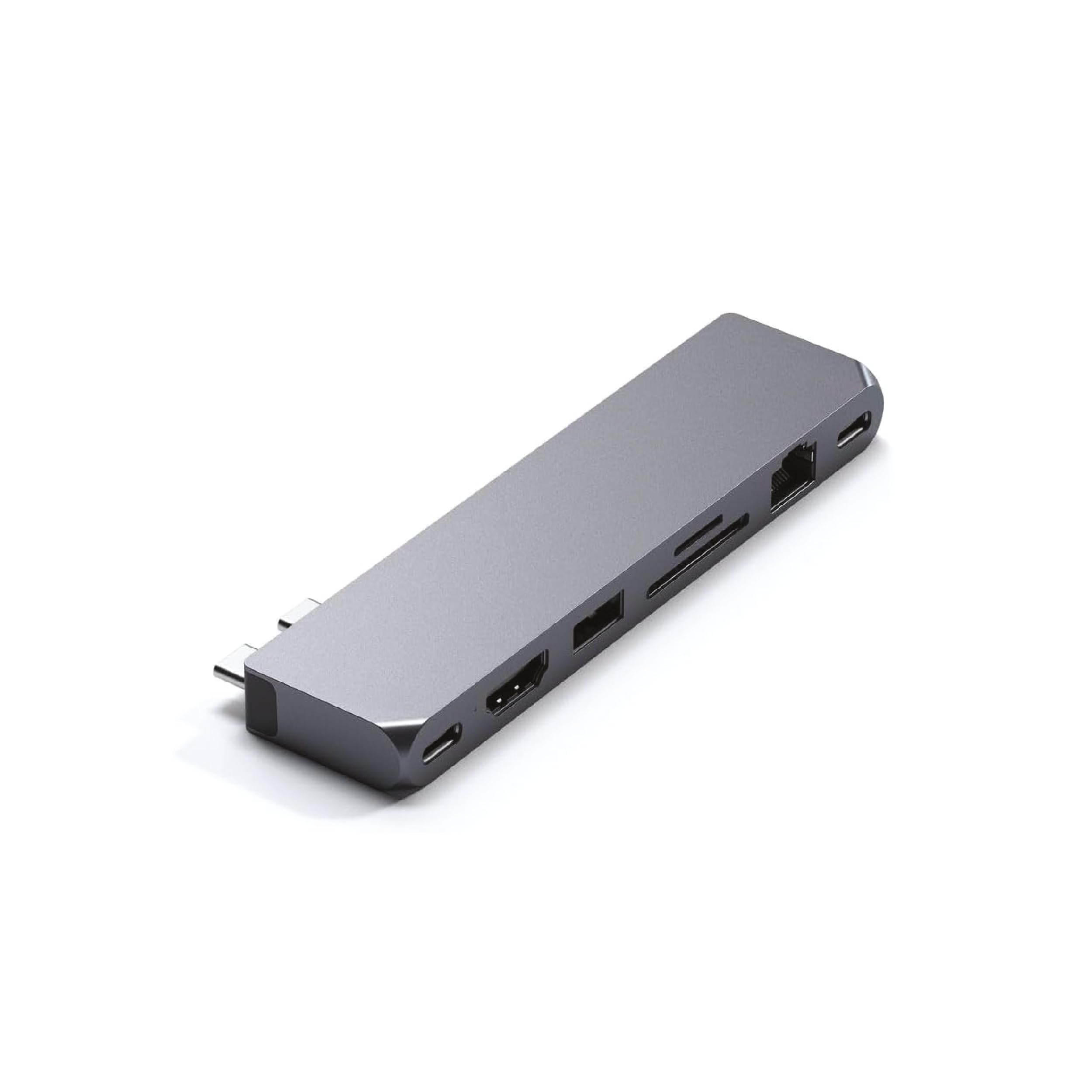 SATECHI USB-C Hub Multiport Adapter Pro Hub Max - 7-in-1 USB4 Hub with USB-A 3.0, USB-C Data, Gigabit Ethernet, SD/Micro SD Card Reader & 3.5mm Audio Jack - Compatible with M2/M1 MacBook Pro/Air (Space Gray) | Perfect for Work, Travel & Home Office Connectivity