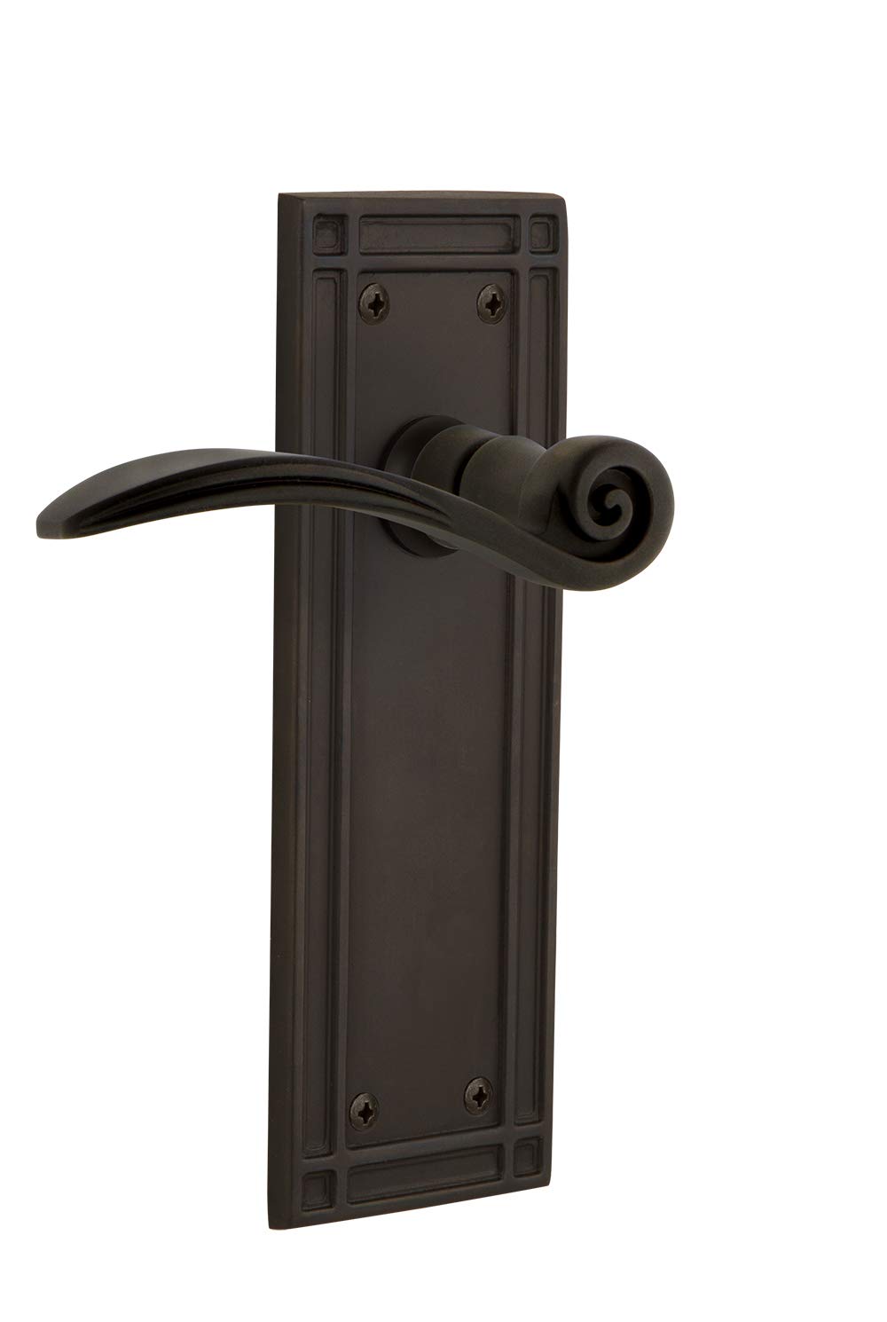 Nostalgic Warehouse Mission Plate Passage Swan Lever in Oil-Rubbed Bronze - Vintage Style Door Handle for Home & Office Decor