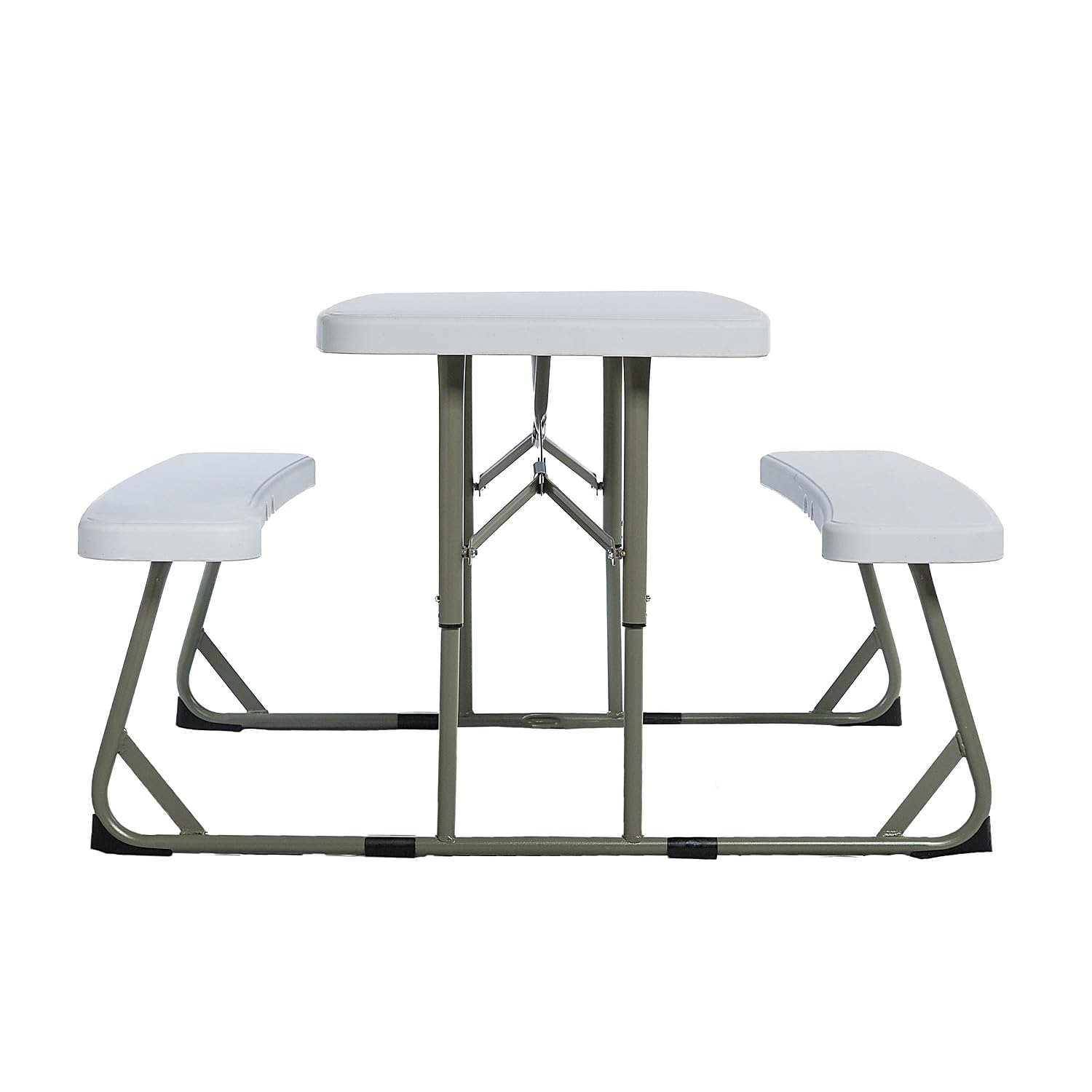 Flash Furniture Paige Easy-Fold Kids Outdoor Picnic Table and Benches Set - Durable Commercial-Grade Folding Plastic Play Table for Toddlers Ages 2-5 - White - Perfect for Daycare, Preschool, Backyard, and Park Use