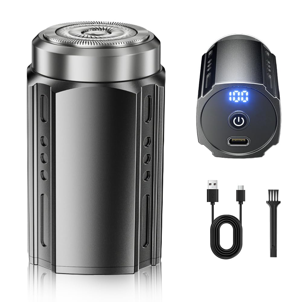 Mini Portable Electric Shaver for Men - USB Rechargeable Travel Razor with Fast Charging & Digital Display - Compact Shaving Solution for Home, Car, Business Trips & On-The-Go Grooming (Black)