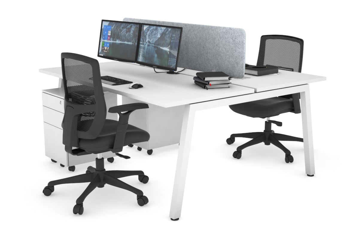 Quadro 2 Person Office Workstation Desk [1400L x 700W] - Perfect for Shared Workspaces & Collaborative Office Environments