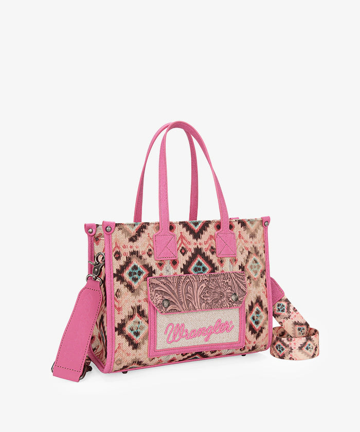 Wrangler Aztec Concealed Carry Canvas Tote Bag Set for Women - Stylish & Durable CCW Purse with Multiple Pockets - Perfect for Travel, Shopping & Everyday Use