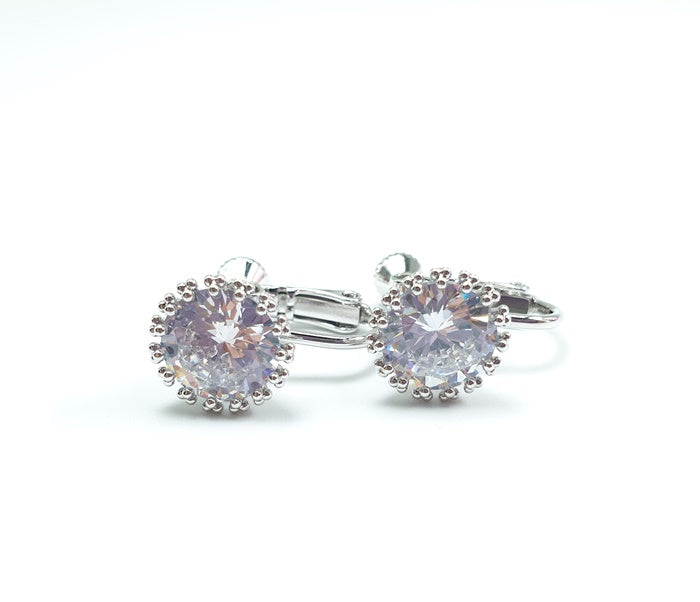 AZ0054 Crystal Clip-On Earrings for Women - Elegant FH2 Design for Parties, Weddings & Special Occasions