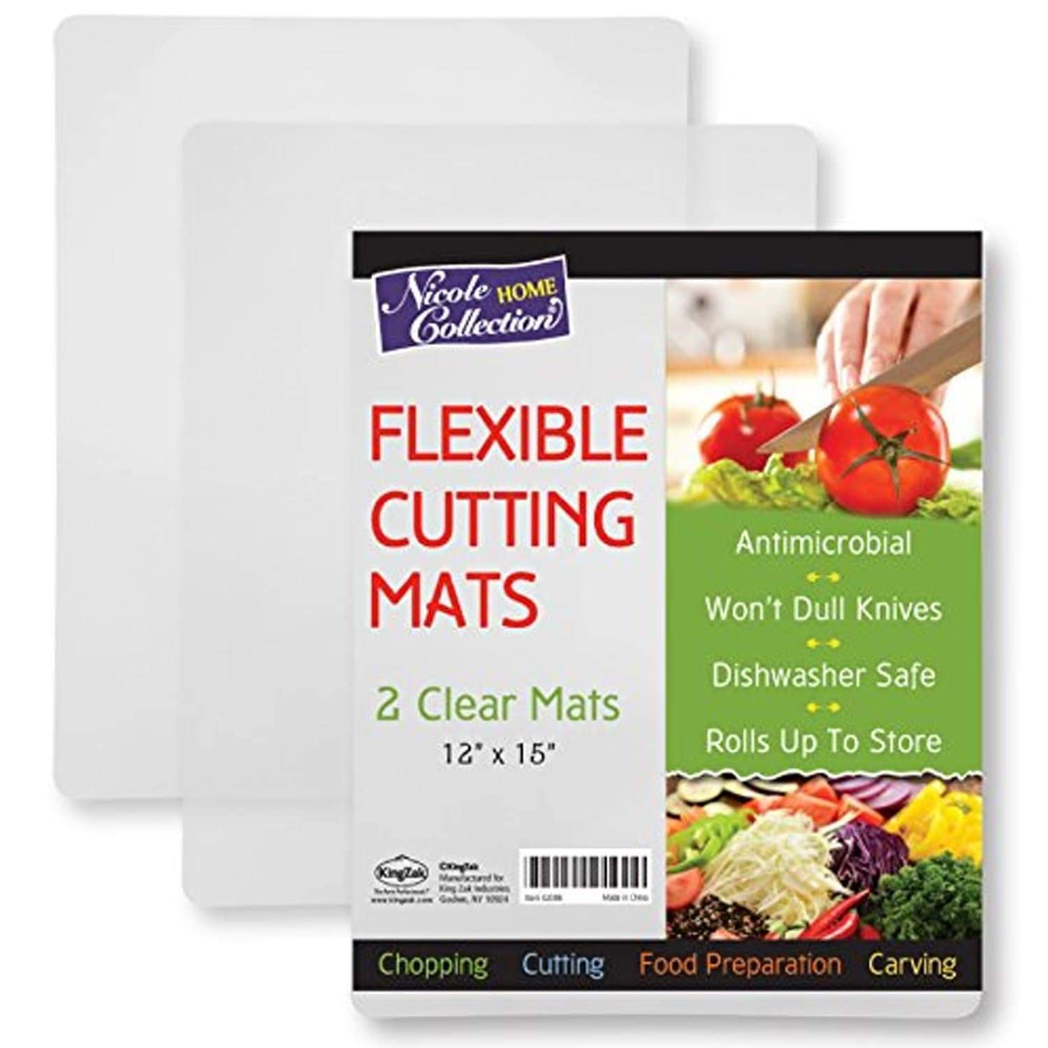 Flexible Plastic Cutting Board Mats Set - 2 Clear Non-Slip Kitchen Cutting Boards for Chopping, Slicing & Food Prep | Dishwasher Safe & BPA Free | Perfect for Meal Prep, Cooking & Baking