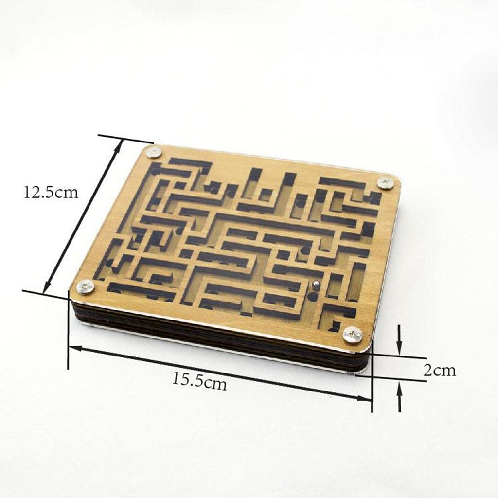 MERISHOPP® Wooden Maze Game - 2 Sides Puzzle for Adults, Teens & Kids - Educational Brain Teaser Toy - Perfect for Family Game Night, Classroom Activities & Stress Relief (1 Piece Wooden Maze Puzzle)