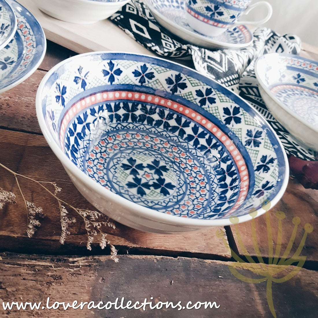 Awasaka Japan Blue Four Leaves Tea & Dinnerware Set - Premium Japanese Ceramic Tableware for Tea & Dining - Perfect for Home, Restaurants & Gifts