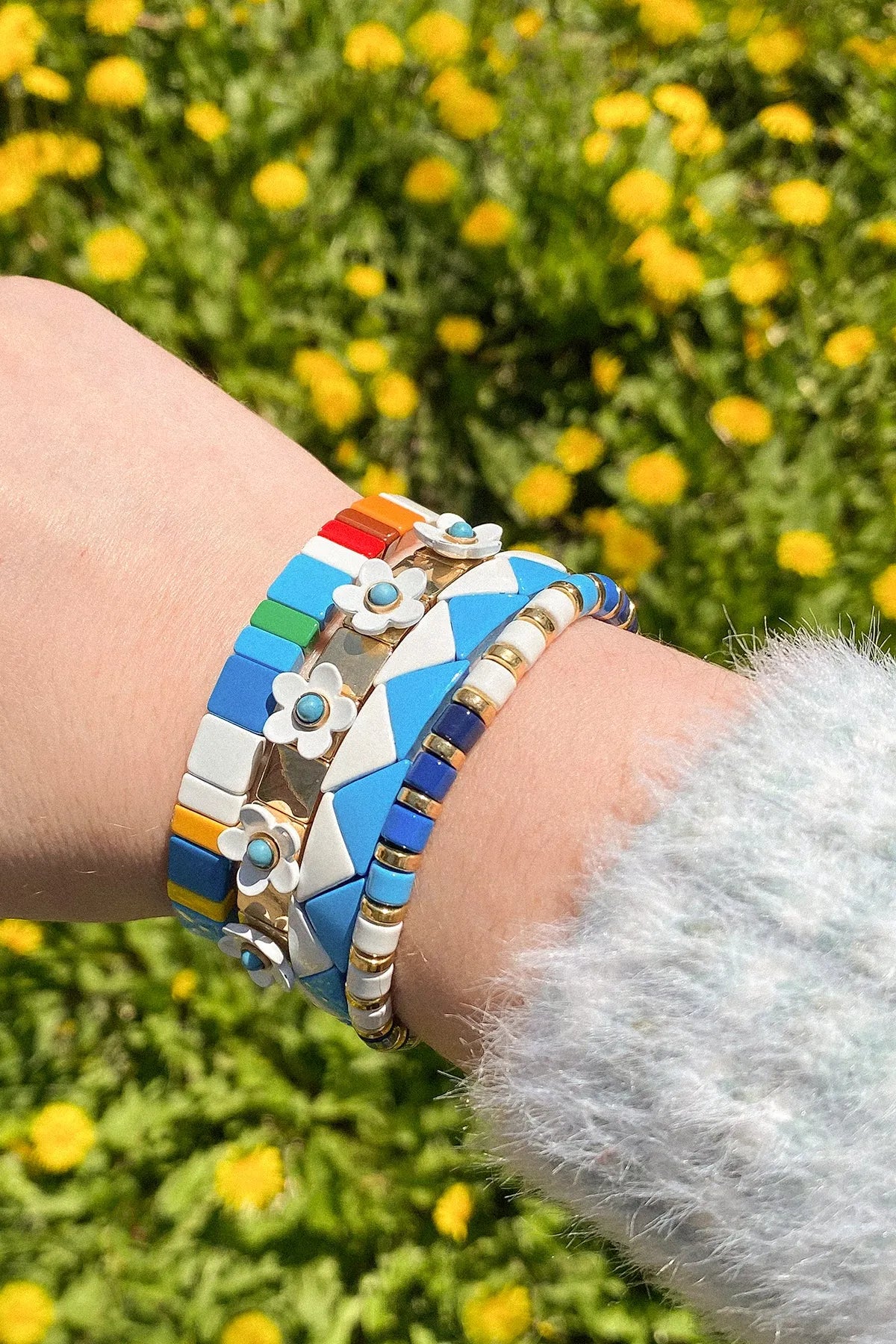 Vibrant Beaded Tile Bracelet Set for Women - Stylish Handmade Jewelry for Casual Wear, Parties & Gifts