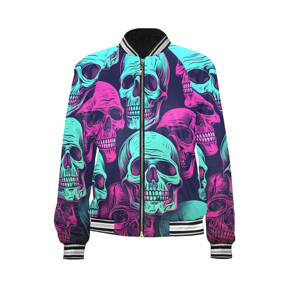 Trendy Neon Skulls & Stripes Jacket for Men & Women - Stylish Streetwear Fashion for Parties, Concerts & Nightlife