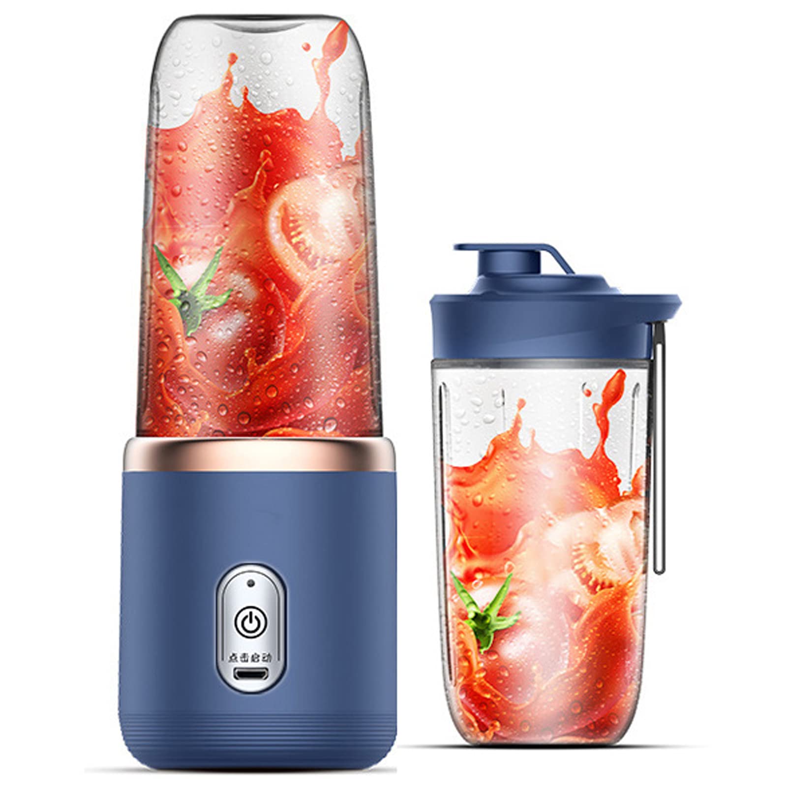 Portable Smoothie Blender 13.5oz (300ml) - USB Rechargeable Personal Blender with 6 Blades - Mini Juicer Cup for Fruits, Shakes & Smoothies - Perfect for Home, Travel, Gym & Office - Blue
